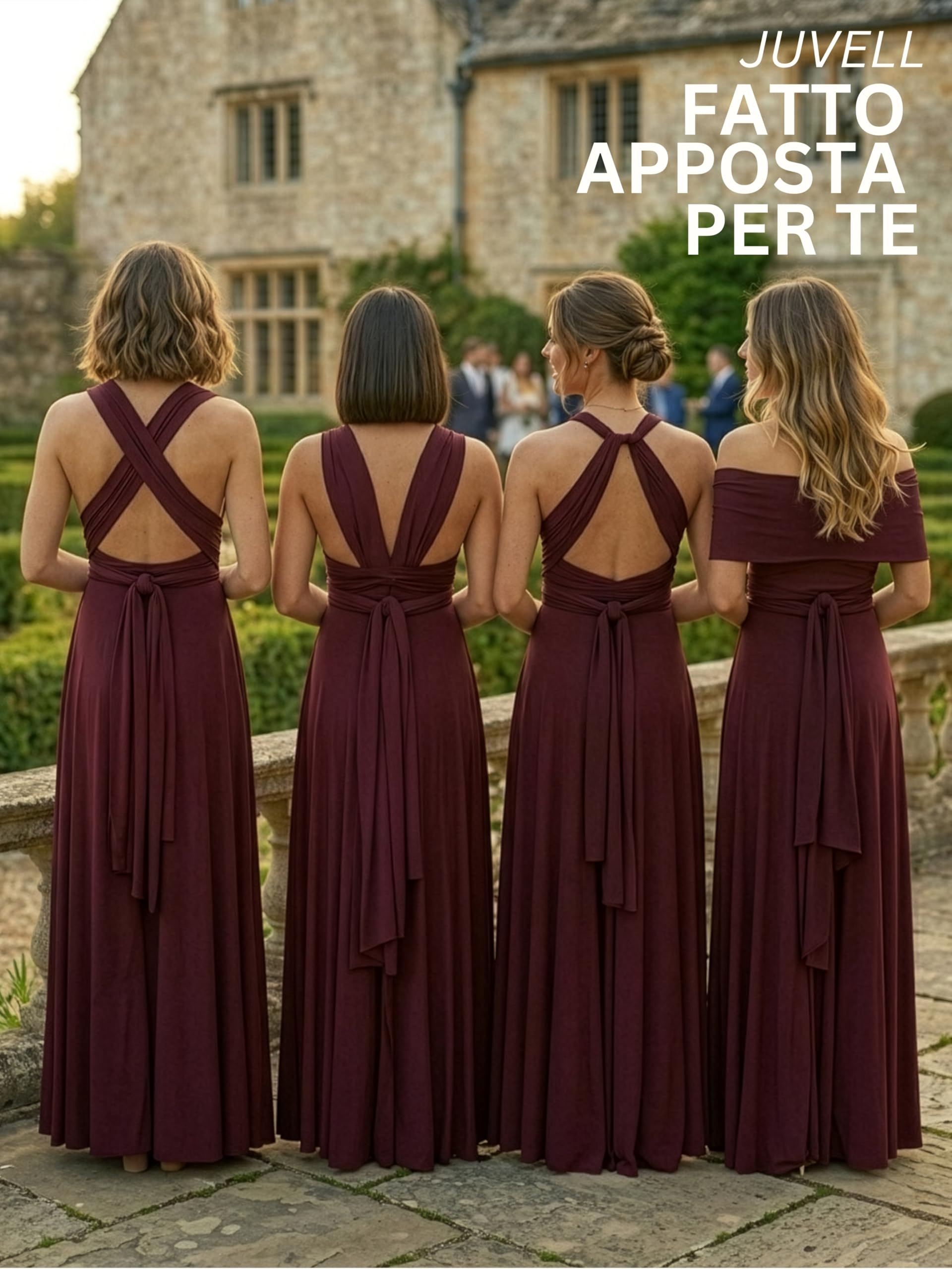 Juvell Abito da Damigella - Abito Infinity Lungo - Abiti da Sera - Top a Fascia Incluso - Vestito Donna Elegante - Boda-Bridesmaid-Baile - 1000