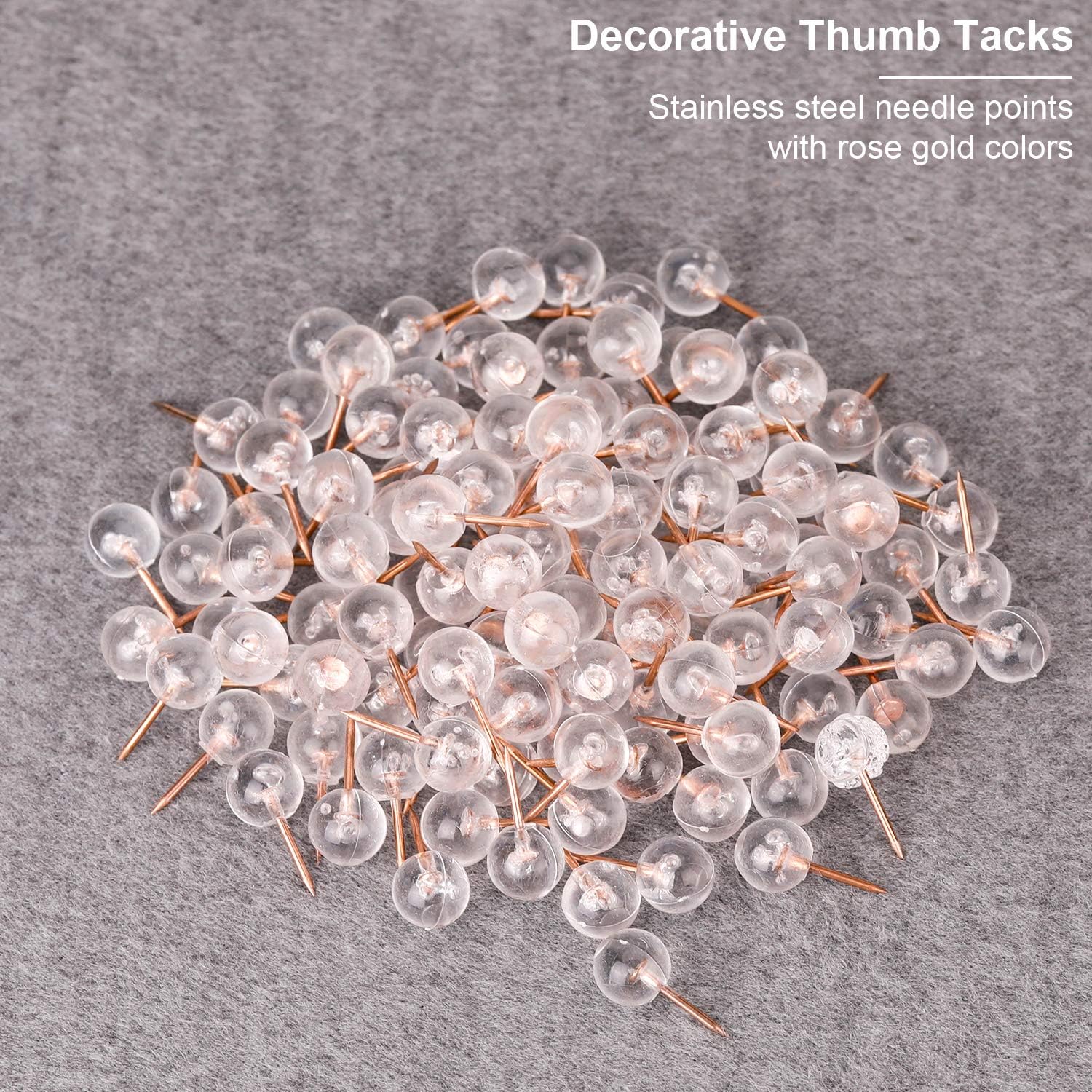 MROCO 300 Count Pins for Cork Board, 1/3 Inch, Clear Push Pins for Bulletin Board Thumb Tacks Decorative for Cork Board, Fabric Marking and Crafts