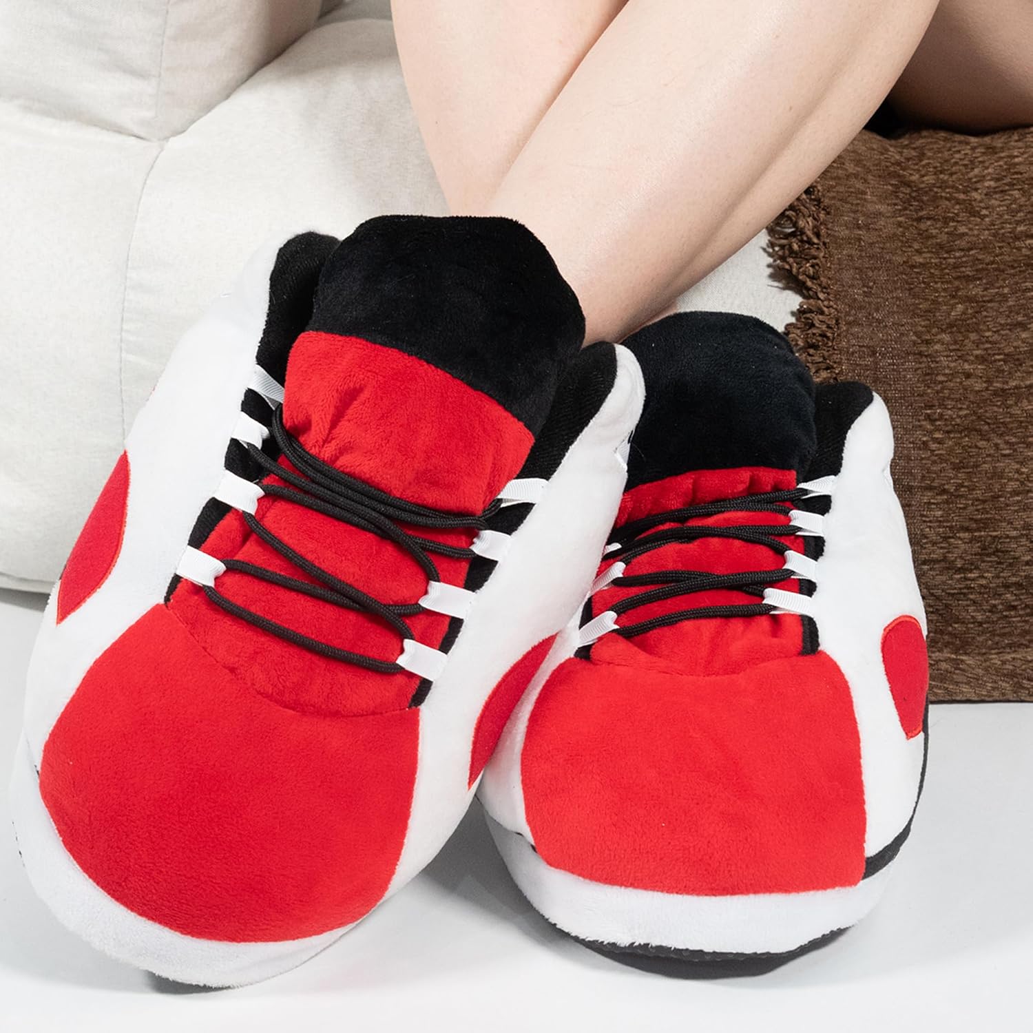 Warm Plush Sneaker Slippers, Trendy Anti-Slip Furry Soft House Shoes Fluffy Unisex Comfy Home Slides One Size Fits Most Indoor Outdoor - Image 2