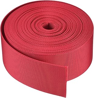 sourcing map Correa de nylon plana de las correas de 2 pulgadas 10 yardas de rojo brillante para la mochila, estante del equipaje