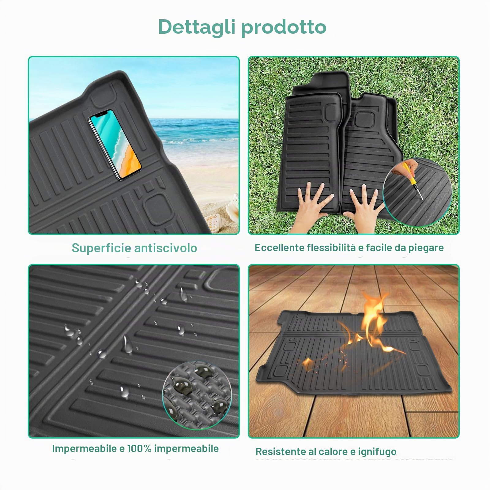 GAFAT J eep Wrangler JL 4XE Plug-in Hybrid 2021-2024 2025 Tappetino per Bagagliaio, Facile da Piegare, Wrangler 4xe 2023 Tappetini TPE Tutte le Stagioni, Scan Originale 3D Bordo Alto, Multifunzione
