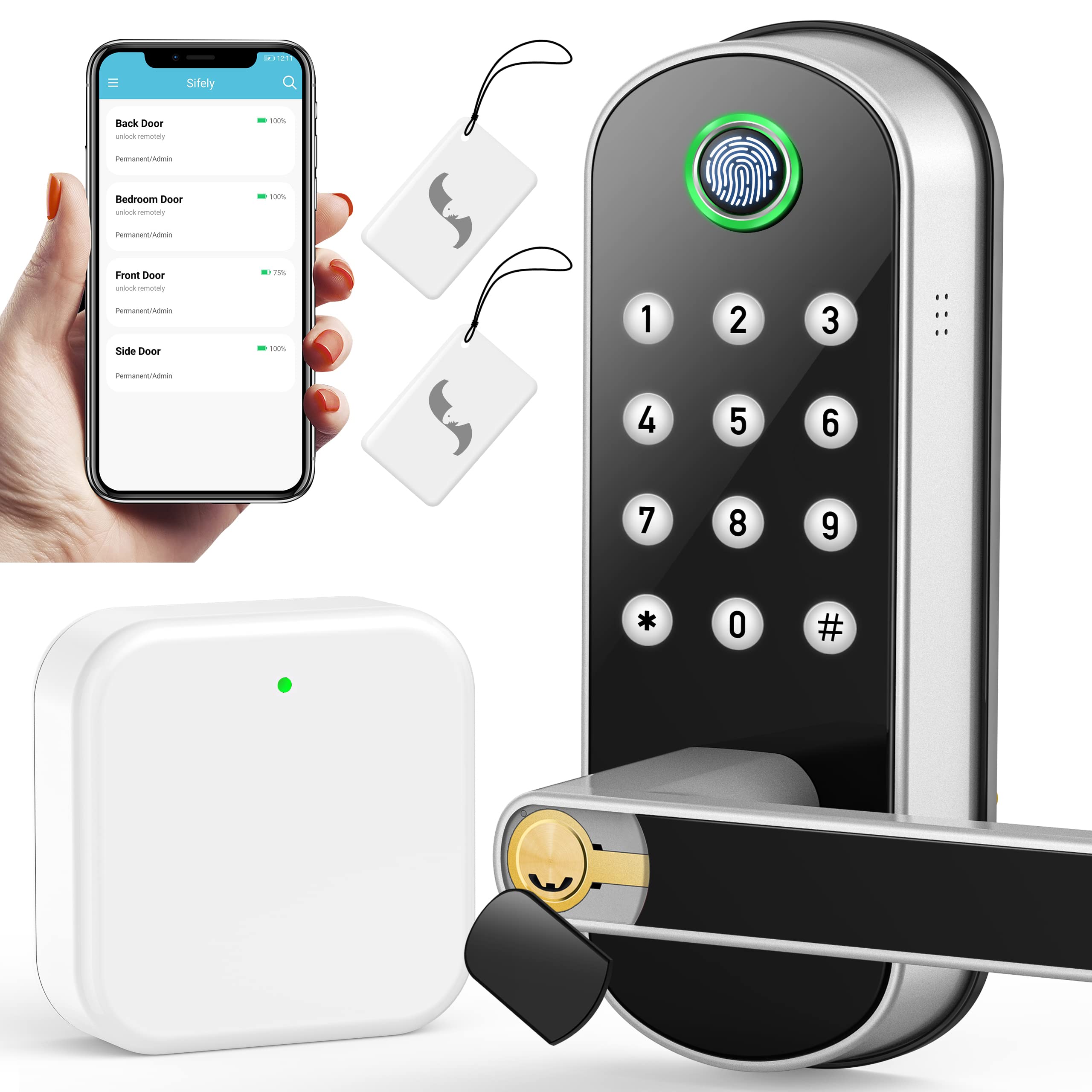Buy WiFi Smart Lock, Dermum Biometric Fingerprint Keyless Entry Door Locks with Handle, Digital