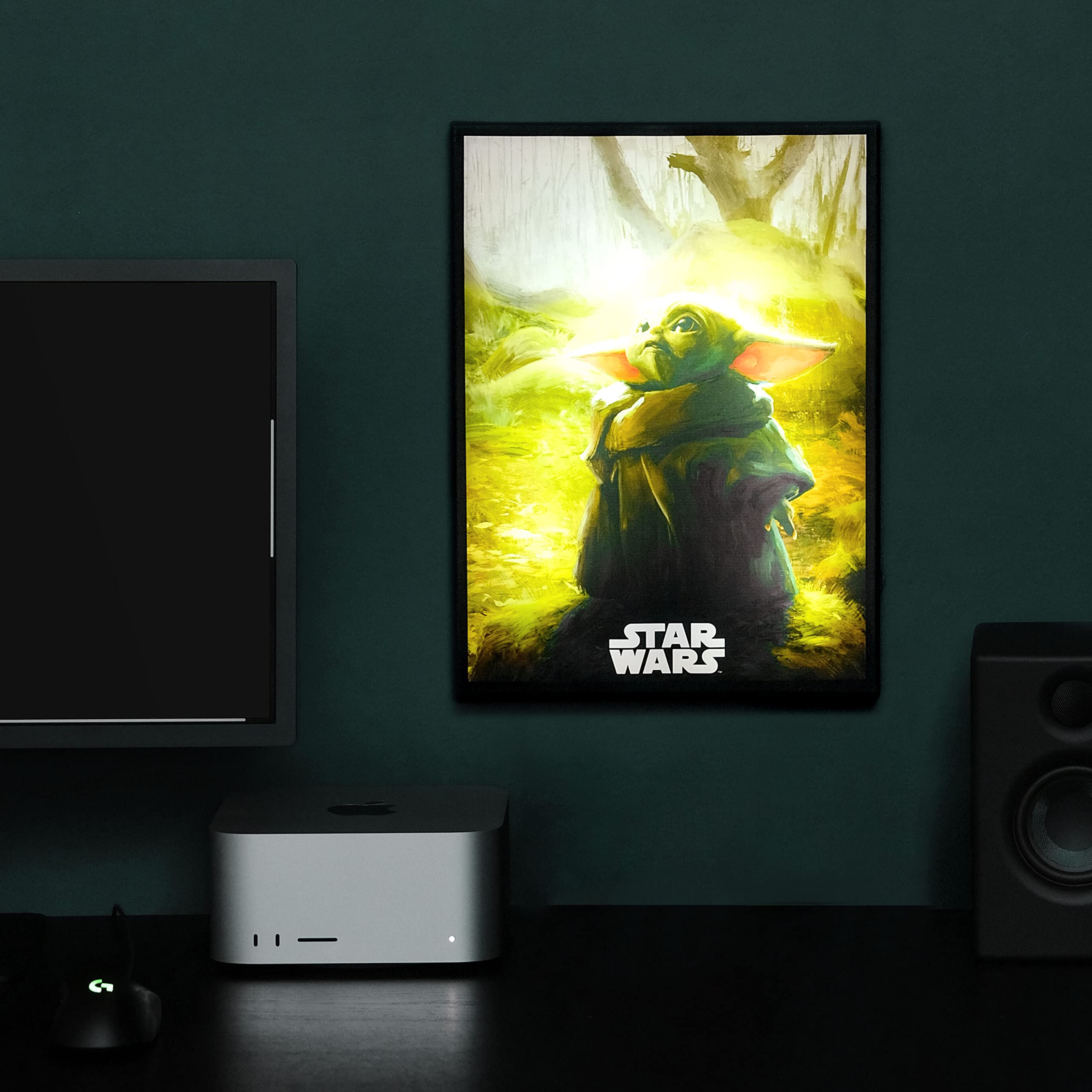 Elbenwald Star Wars Wandbild Grogu The Mandalorian 30 x 40 x 3,8 cm Mehrfarbig
