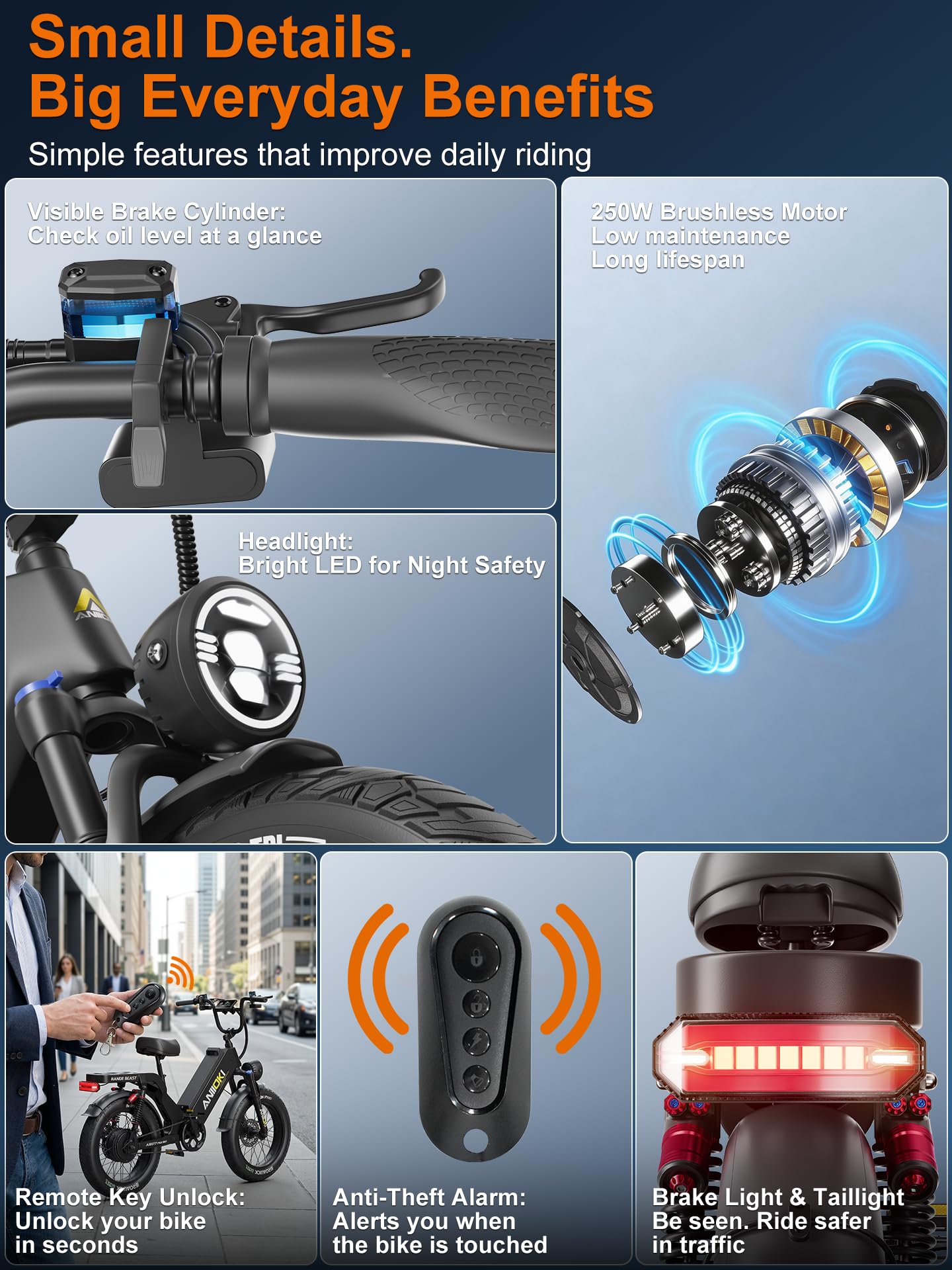 AQ177 Pro Max Bicicletta Elettrica per Adulti, Autonomia Oltre 300 KM, Velocità 25 KM/H, Bici Elettrica con Pneumatici Grassi 20"