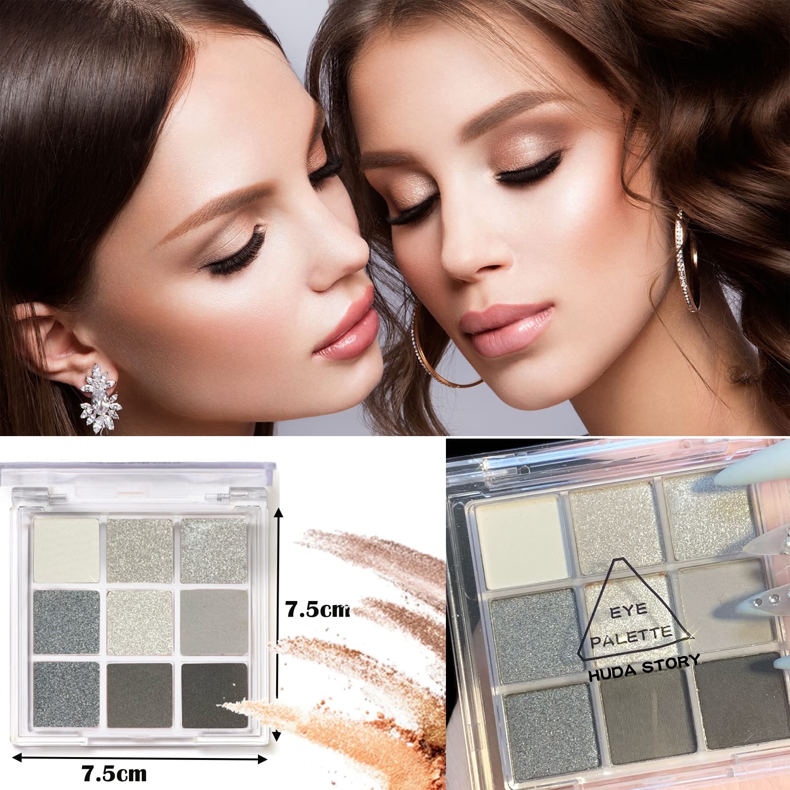 Smoky Eyes Eyeshadow Palette, 9 Colours Black Gray Eye Shadows Palette - Image 4