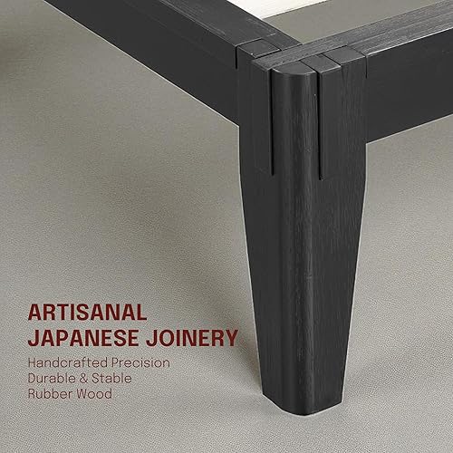 Miniatura 8 de NTC Sapa - Marco de cama de madera maciza con cabecera tallada en 3D, carpintería japonesa, no necesita somier, listones silenciosos, fácil montaje,