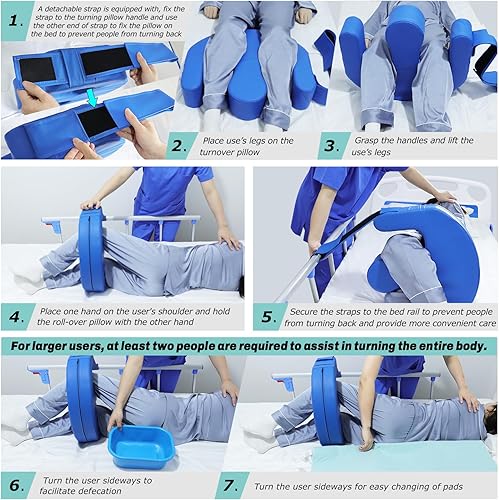 Miniatura 10 de YHK Dispositivo de giro inflable, poliéster para prevenir la atrofia muscular para personas mayores con correas extraíbles en forma de U, almohada