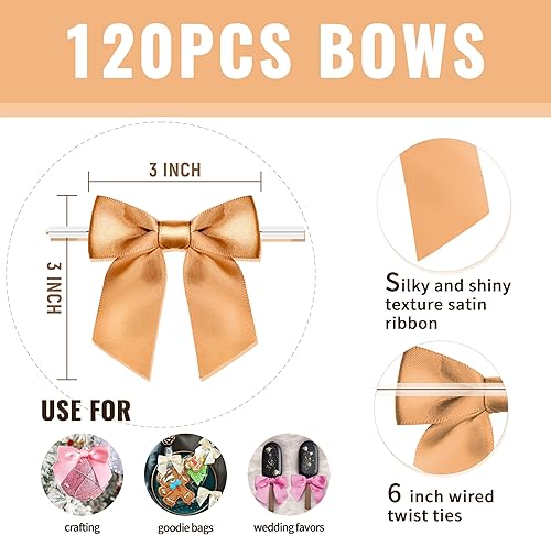 Miniatura 94 de RainbowPana - Paquete de 60 lazos de corbata de lujo, lazos de satén amarillos de 3 pulgadas, decoración de manualidades premontadas para paquete