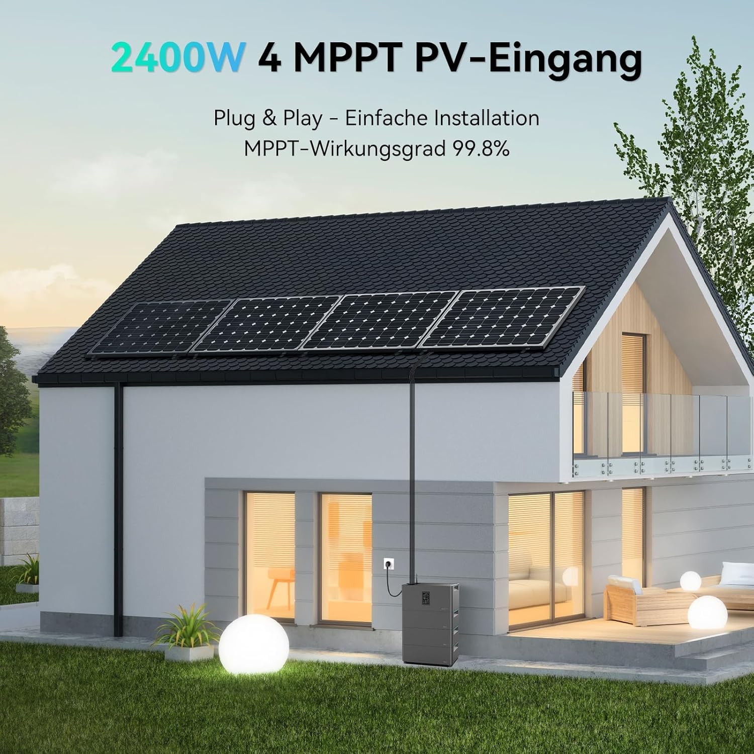 Marstek Jupiter C Plus 5,12kWh Speicher für Balkonkraftwerk (0% VAT), 4 MPPT 2400W Solareingang, All-in-One Stromspeicher mit Mikroinverter, bis zu 10,24kWh Kapazität, IP65, 6000 Zyklen