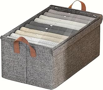House of Quirk Durable Linen Closet Organizers and Foldable Flip Storage Baskets, Rectangle Storage Boxes for Pants, Shirt, Sweaters, Bra Panty, Socks (Pack 1, Dark Grey), Clothing