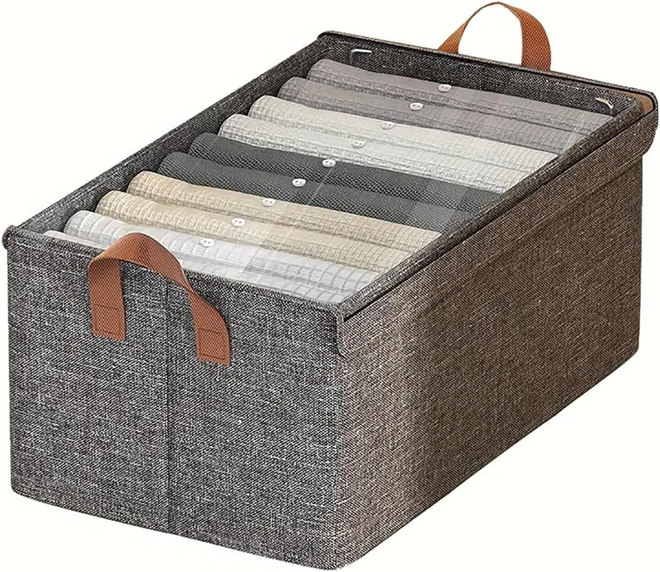 House of Quirk Durable Linen Closet Organizers and Foldable Flip Storage Baskets, Rectangle Storage Boxes for Pants, Shirt, Sweaters, Bra Panty, Socks (Pack 1, Dark Grey), Clothing