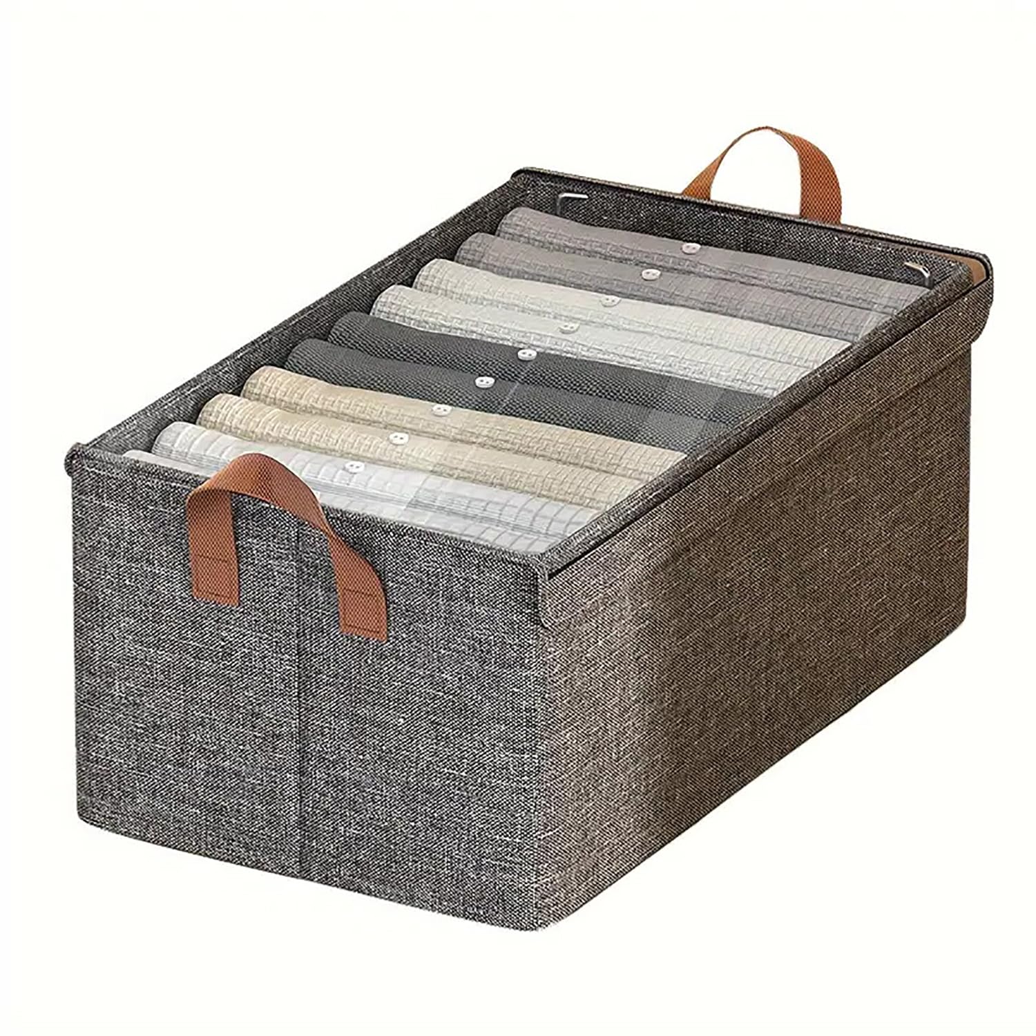 House of Quirk Durable Linen Closet Organizers and Foldable Flip Storage Baskets, Rectangle Storage Boxes for Pants, Shirt, Sweaters, Bra Panty, Socks (Pack 1, Dark Grey), Clothing