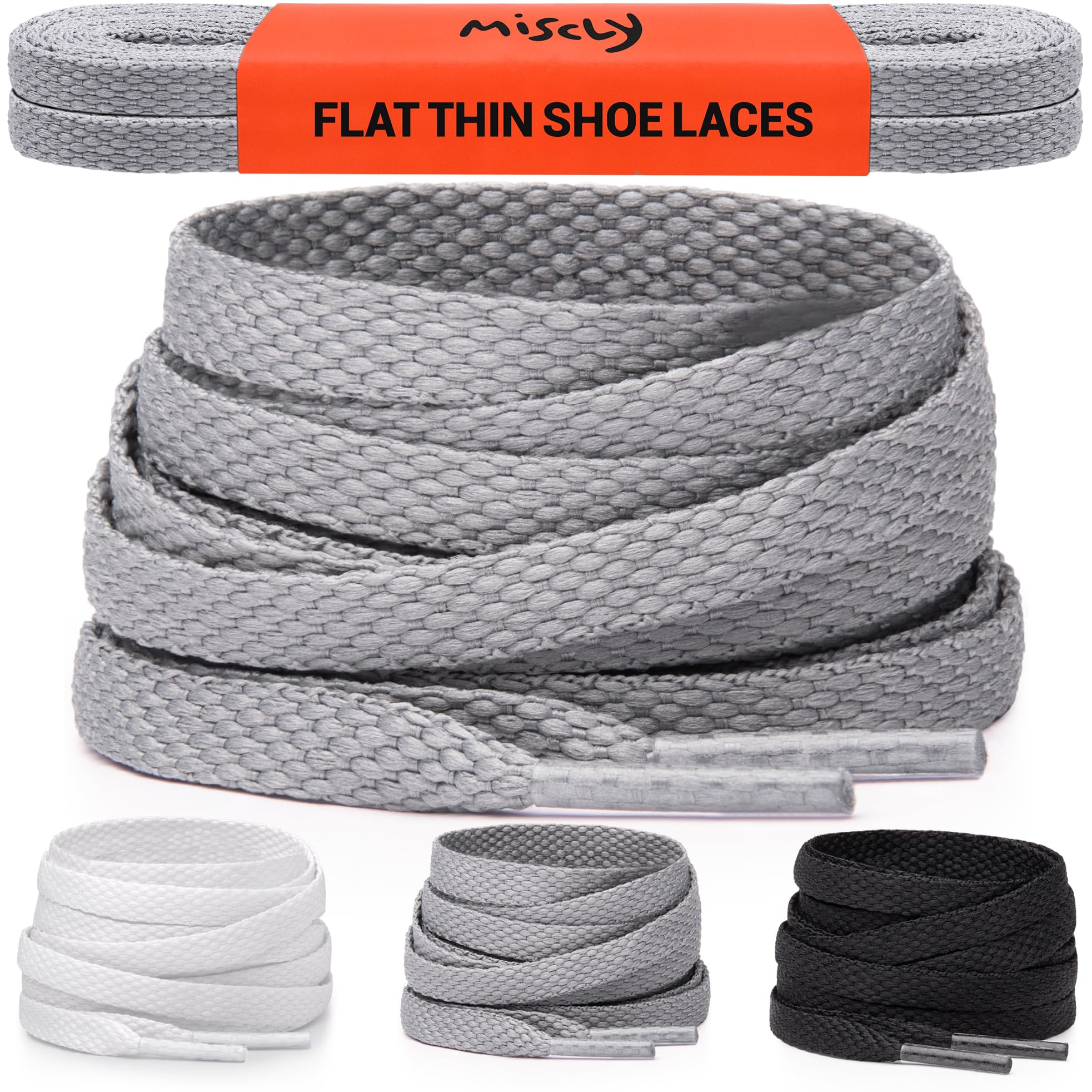 Miscly Flat Thin Shoe laces for Sneakers, Running Shoes, Converse and Athletic Shoes