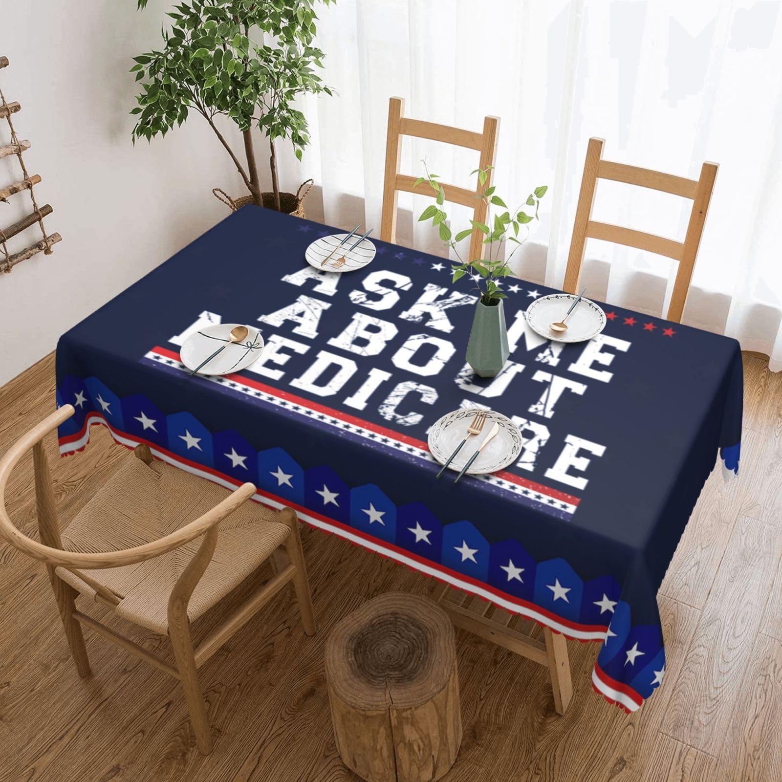 SMAZDFXX Ask Me About Medicare Gift 54 x 72in Table Cloth,Polyester Rectangle Tablecloth for Kitchen Dining