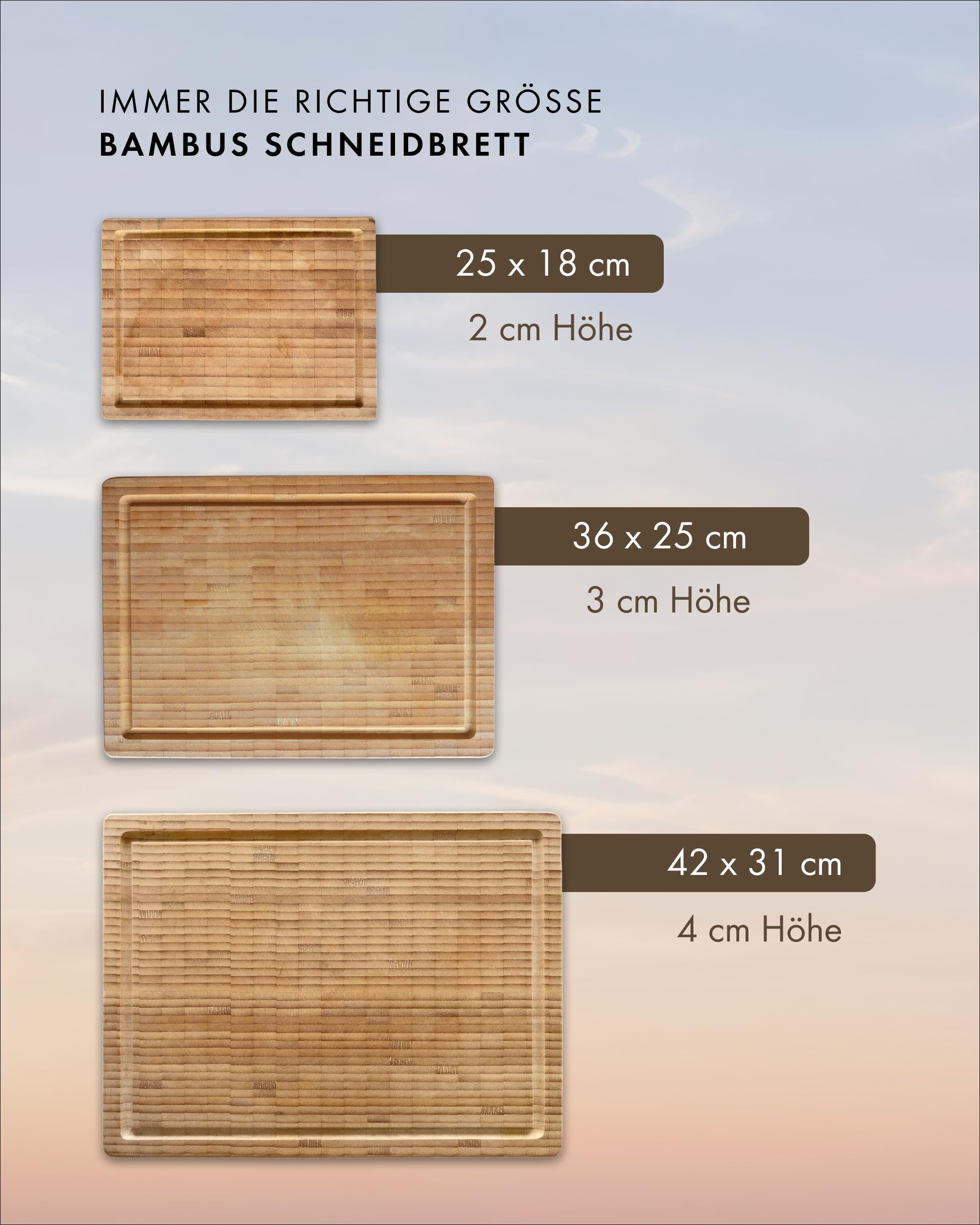 ZWILLING Schneidbrett mit Saftrille, Massives Bambus-Holz, Beidseitig Nutzbar, 36 x 25,5 x 3 cm, Braun