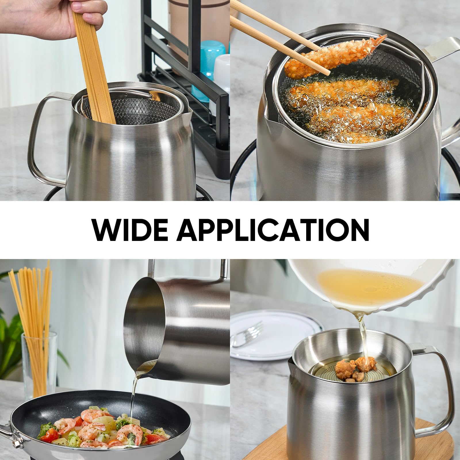 Contenedor de grasa de tocino con colador, contenedor de grasa de acero inoxidable 304 para cocina con tapa y cesta a prueba de polvo, recipiente de aceite de cocina apto para lavavajillas, 50 onzas