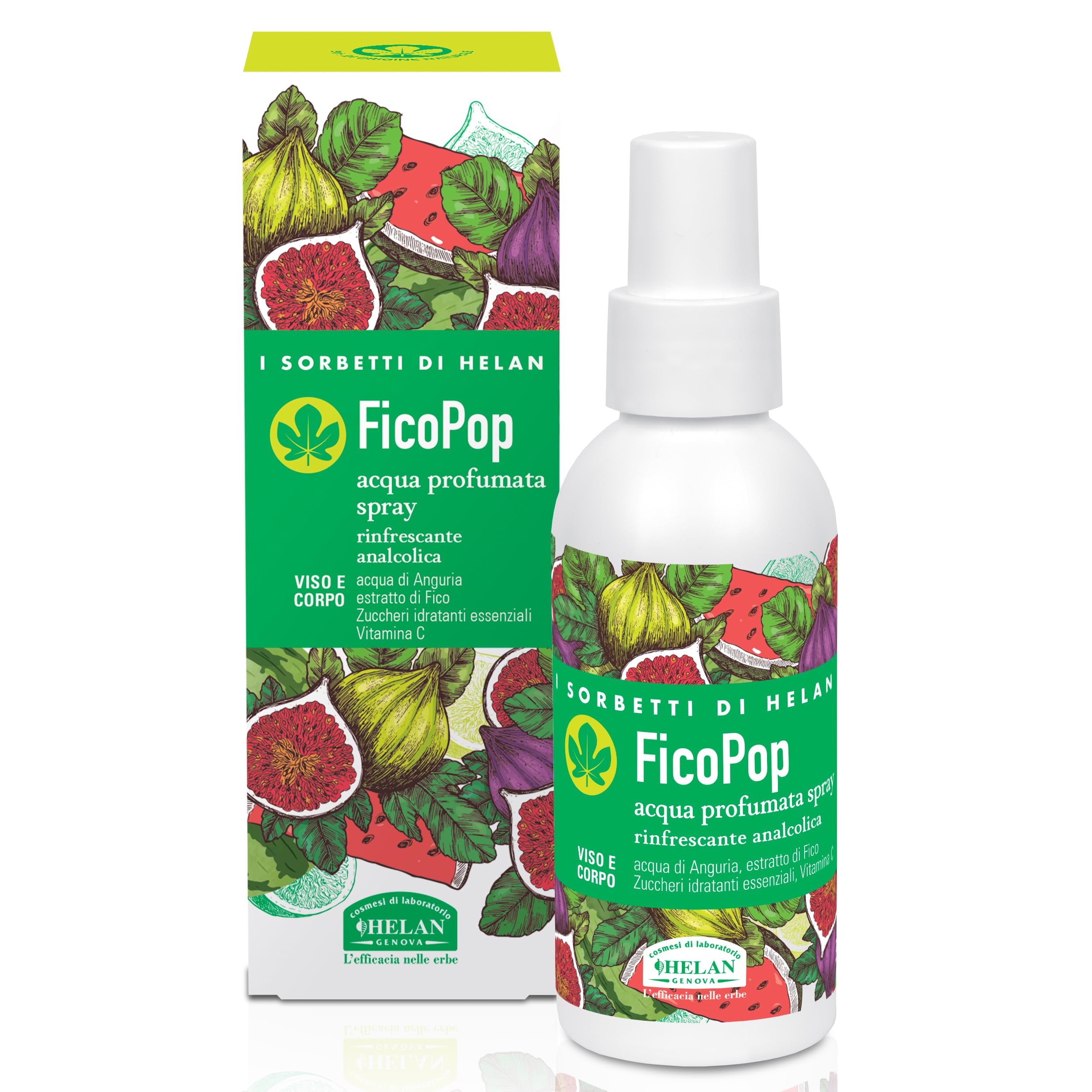 Helan I Sorbetti FicoPop - Refreshing and Invigorating Face and Body Spray with Vitamin C, Watermelon and Fig - Light, Natural, Non-alcoholic and Moisturising Scent with Essential Sugars, 100ml
