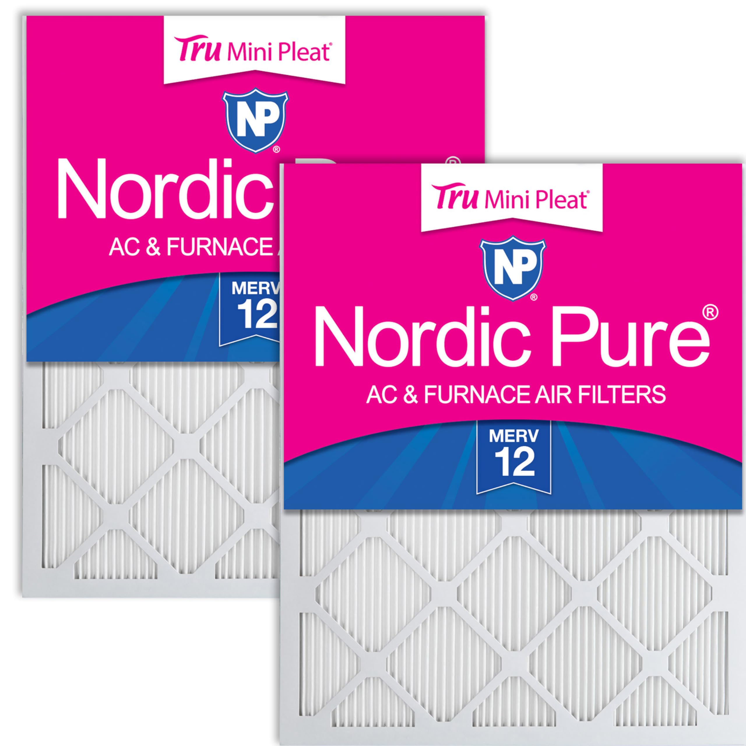 Nordic Pure 10x20x1 Tru Mini Pleat MERV 12 AC Furnace Air Filters 2 Pack