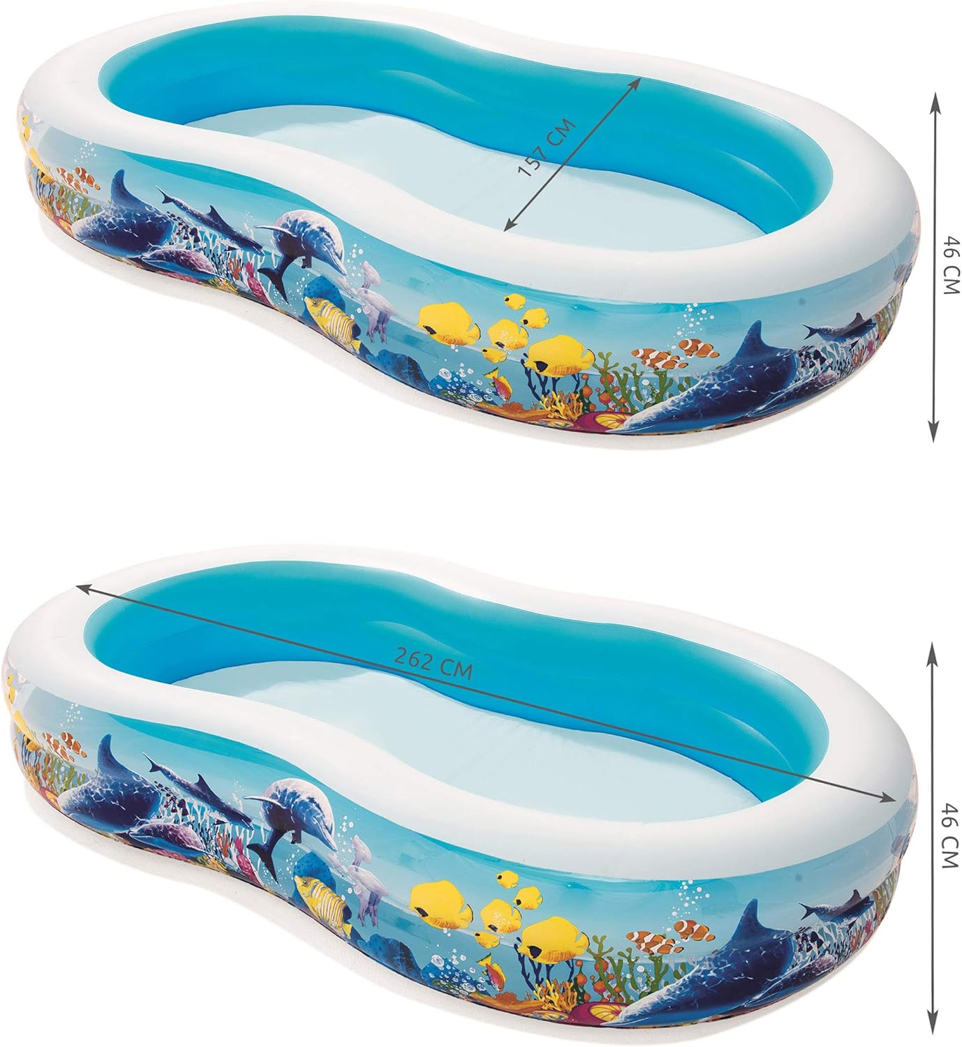 BESTWAY Family Pool Sea Ground, 262 x 157 x 46 cm, Mehrfarbig