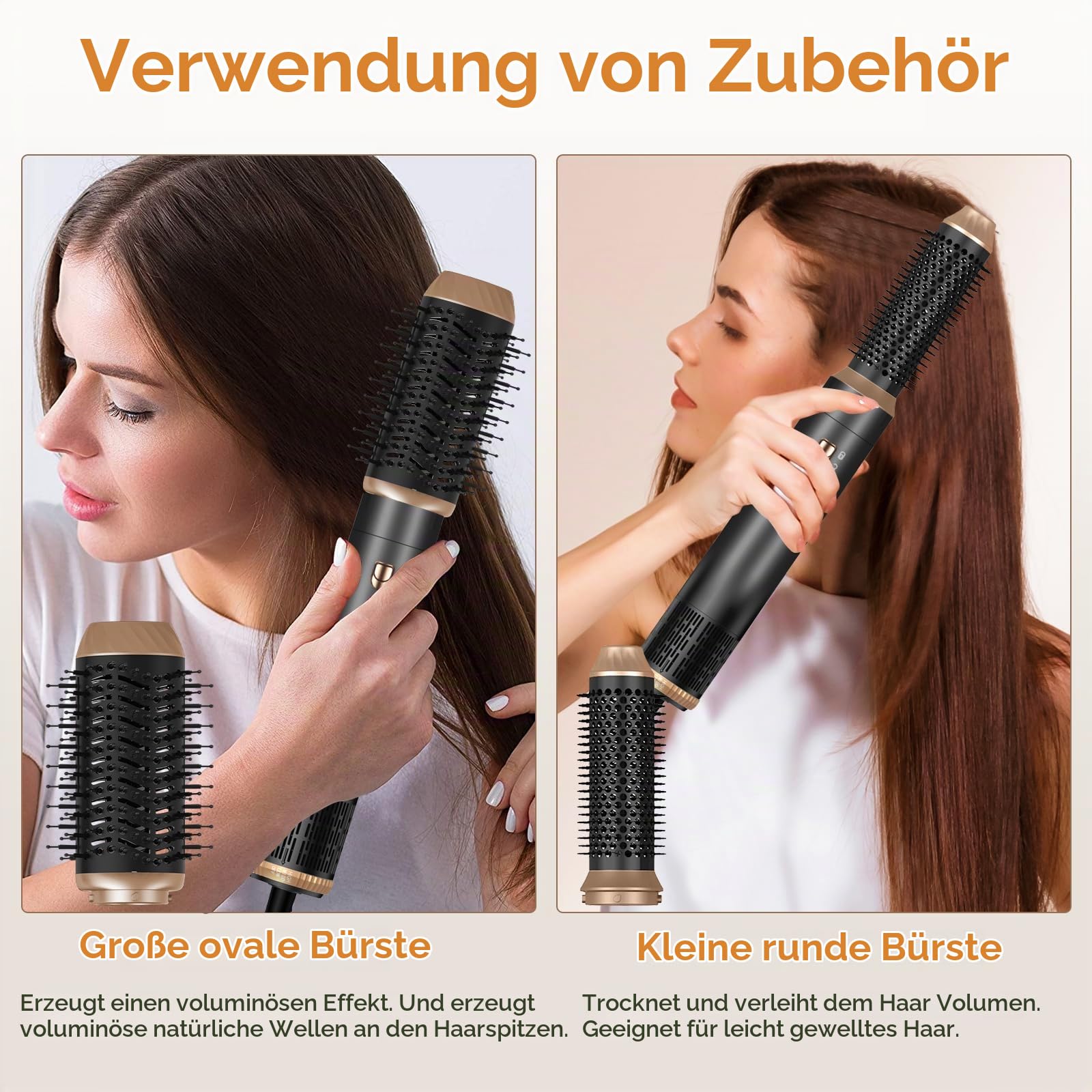 MogaWave Hairstyler Föhnbürste 6 in 1, 60000RPM Haartrockner Bürste, Lockenstab mit Luft Links/Rechts,3 Temperaturregelung,Airstyler Set,Sie dem Haar Volumen, Locken und Föhnen Sie Trockenes Haar