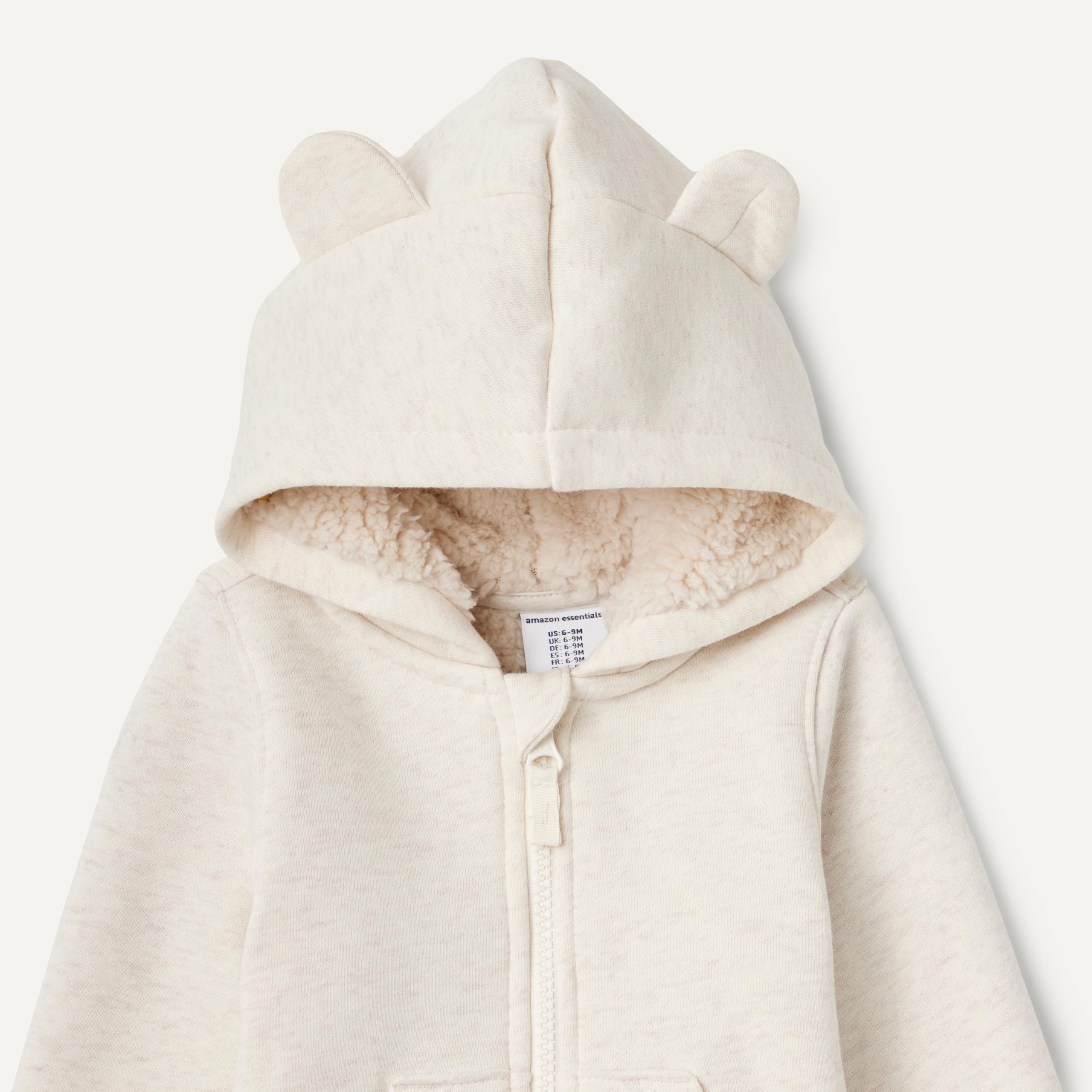 Amazon Essentials Unisex - Bimbi 0-24 Felpa con Cappuccio Sherpa Foderata con Cerniera