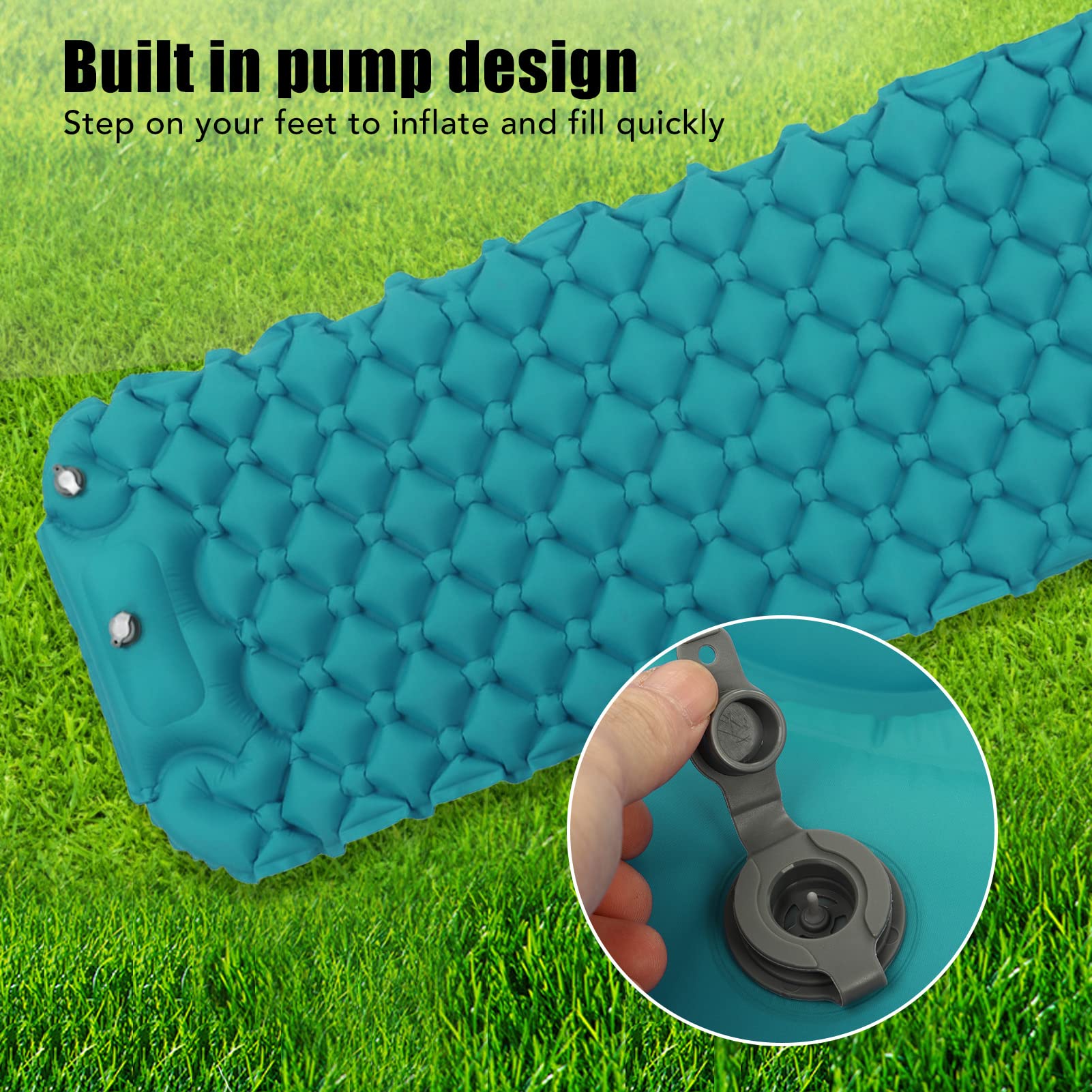 Topyond Inflatable Sleeping Mat, Camping Sleeping Pad Ultralight Inflatable Sleeping Mat with Built in Pump Backpacking Camping Air Mattress for Camping(Electric Blue)