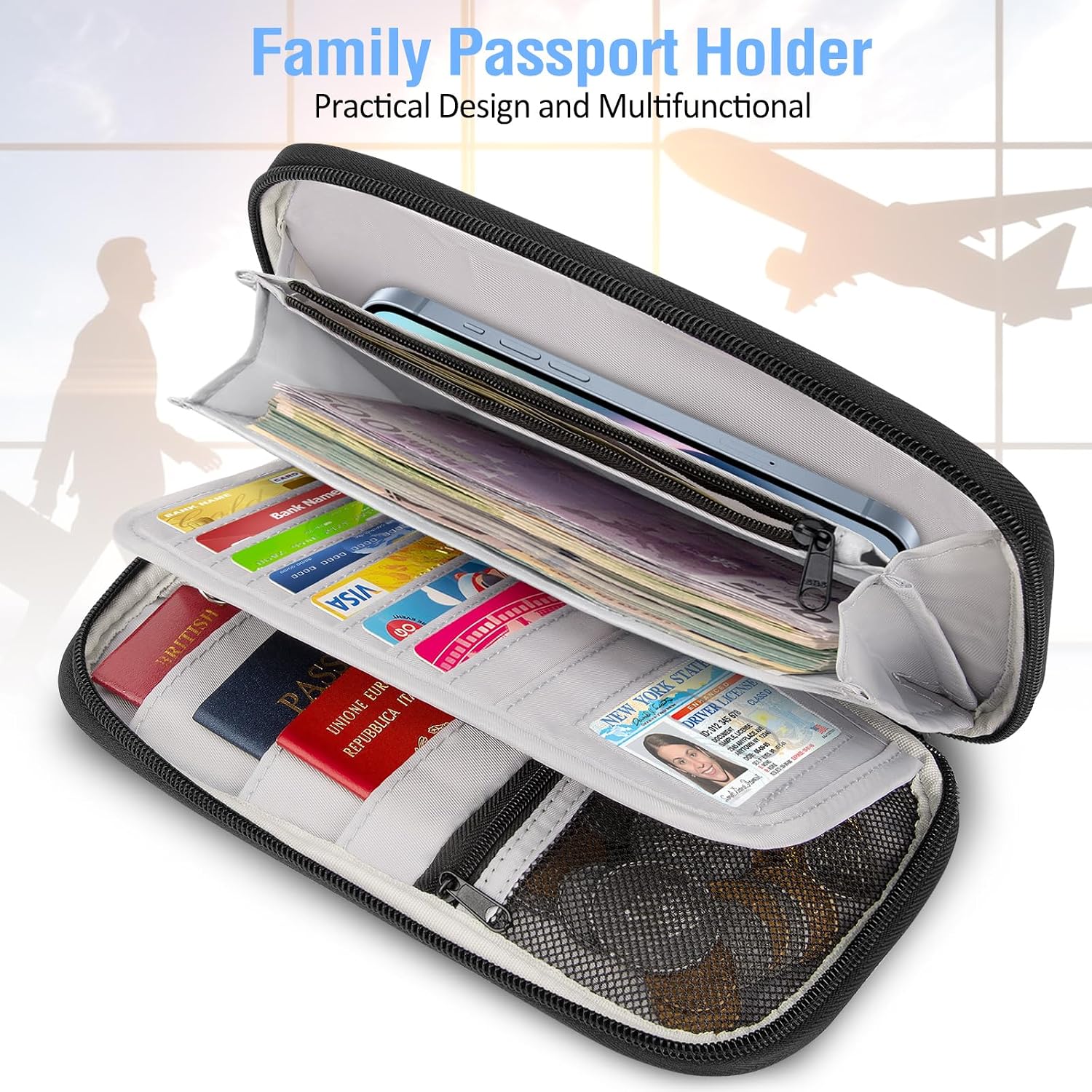 BKNOOU Family Passport Holder RFID Blocking Travel Document Organizer image 3
