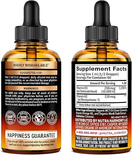 Miniatura 3 de NUTRAHARMONY Aceite orgánico de orégano y vitamina D3 K2 gotas