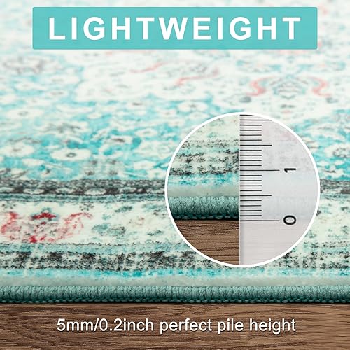 Miniatura 4 de Moespace Alfombra lavable de 2.5 x 8 pies, alfombra larga vintage de pelo bajo bohemio para cocina, alfombra retro con estampado oriental,