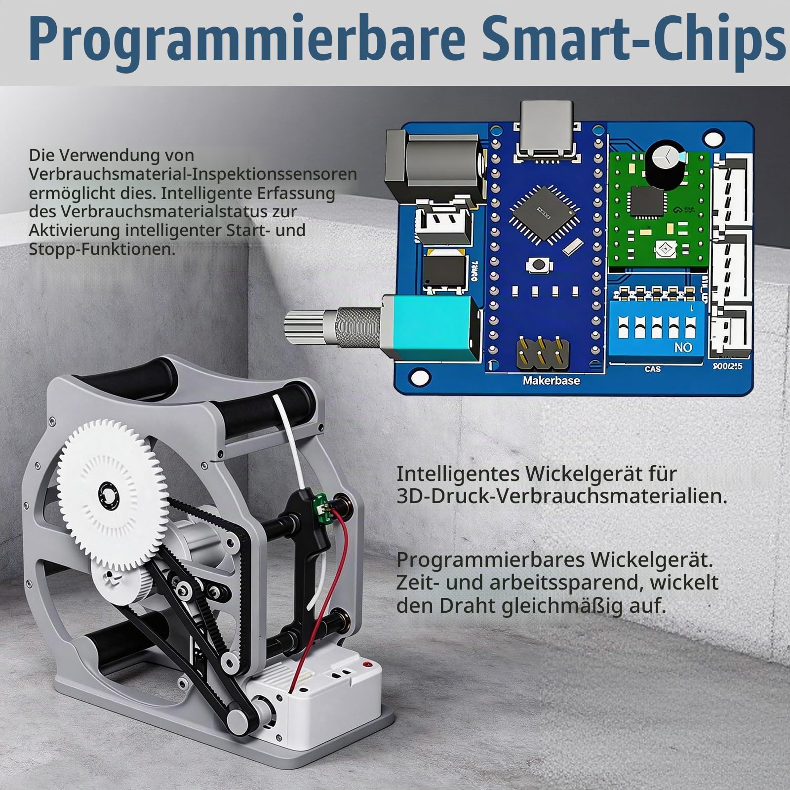 3D Industrial Filament Respooler, Elektrischer Filament Spulenwickler Mit Intelligenter Start Und Stoppfunktion für 1kg Spulen Sauberes Verwicklungsfreies Aufwickeln für PLA PETG ABS TPU Nylon