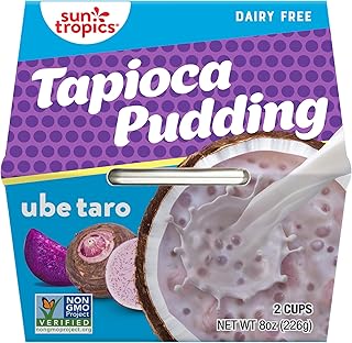 Sun Tropics Tapioca Pudding, Ube Taro | Vegan Dairy Free Pudding | Gluten Free, Non-GMO Project Verified | Ready-to-Eat Cups | 4oz (Pack of 12)