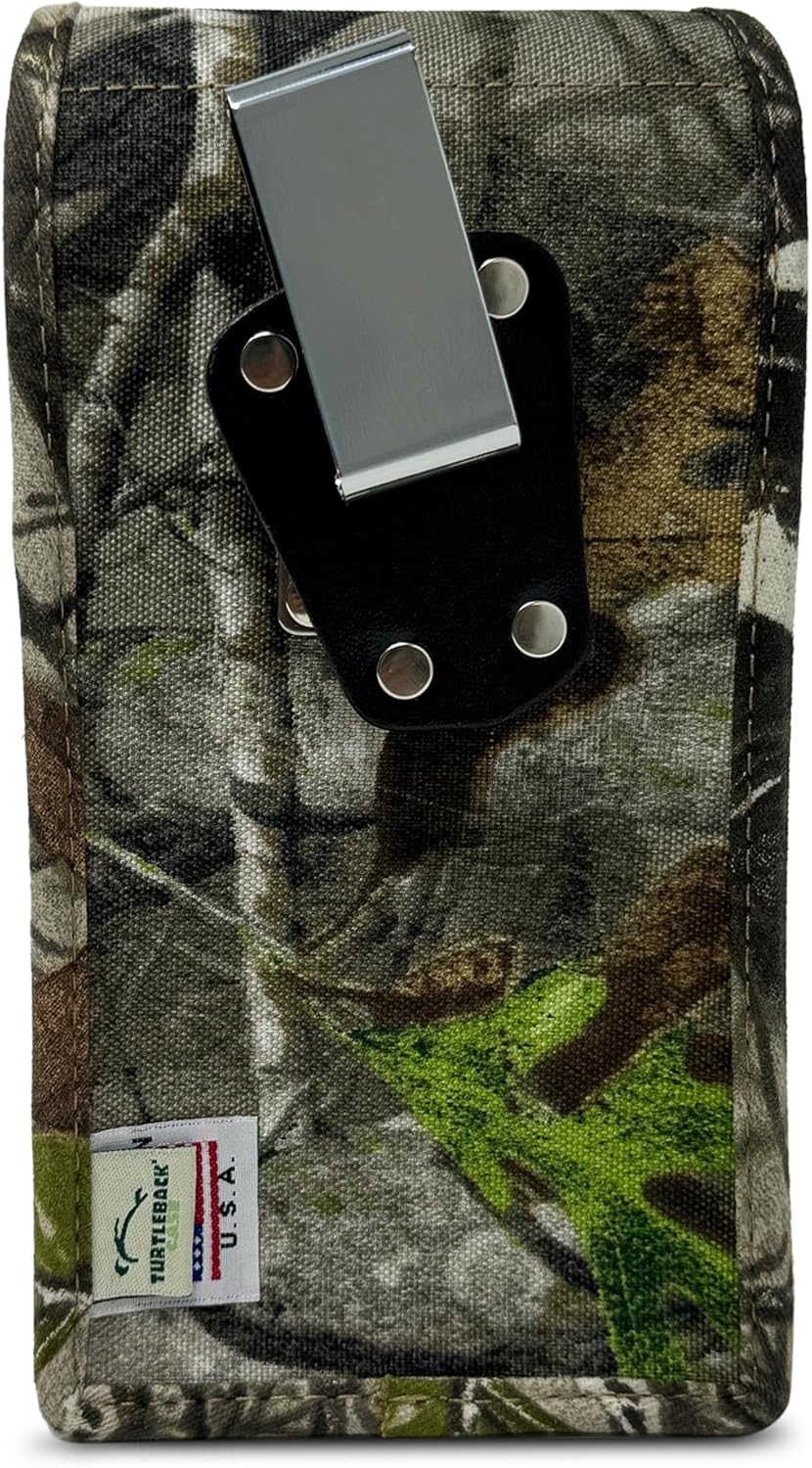 Turtleback Outdoor Camo Holster for iPhone Pro Max, S25 Ultra fits with Defender or Large Case Vertical Holster with Heavy Duty Rotating J Belt Clip