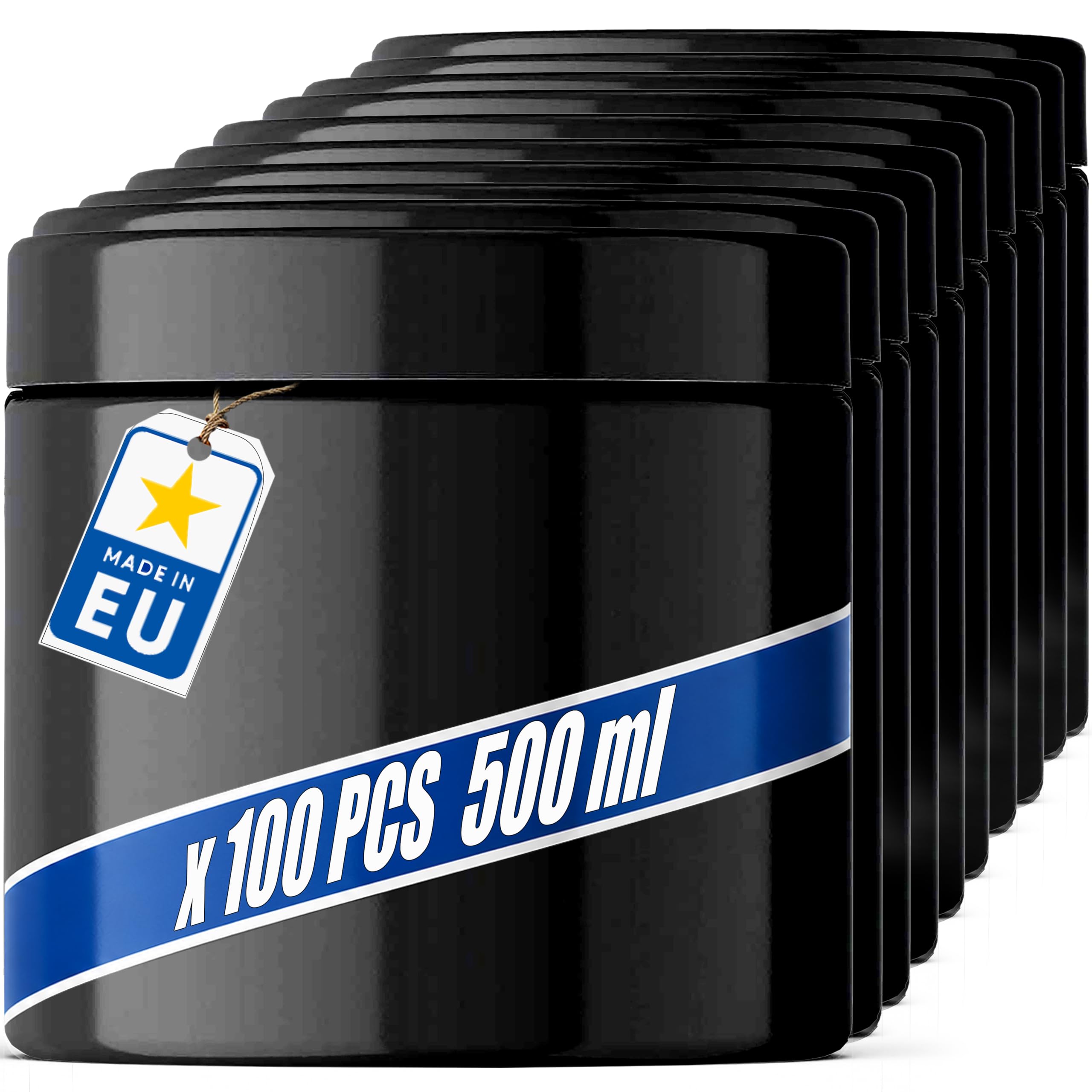 POSH Vorratsdose 100x500ml Luftdicht - Schwarze Kleine Aufbewahrungsdose aus Lebensmittelechtem PET mit Schraubdeckel - Blickdichte Plastikdosen mit Deckel für Kaffee Gewürze Kräuter - Kunststoffdose