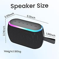 Vista 7 de Altavoz Bluetooth, inalámbrico portátil de 40 W con graves estéreo, Bluetooth 5.3, altavoces de ducha impermeables IPX6, luces LED, emparejamiento