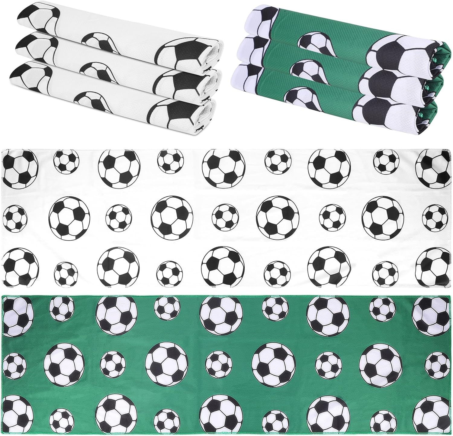 BOXOB 6pcs Sports Cooling Towel, 39.4×11.8in Soft Breathable Chilly Towel Cold Sweat Rag Sport Team Gifts for Yoga Running Workout Gym (Soccer)