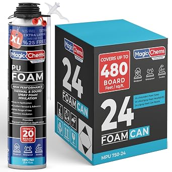 Spray Foam Insulation Can 24 Pack-25.4 oz Expanding Foam Sealant for Thermal & Acoustic Insulation, Closed Cell, High Density Spray Foams, Covers up to 480 Board feet/sq. ft. 24 Pack
