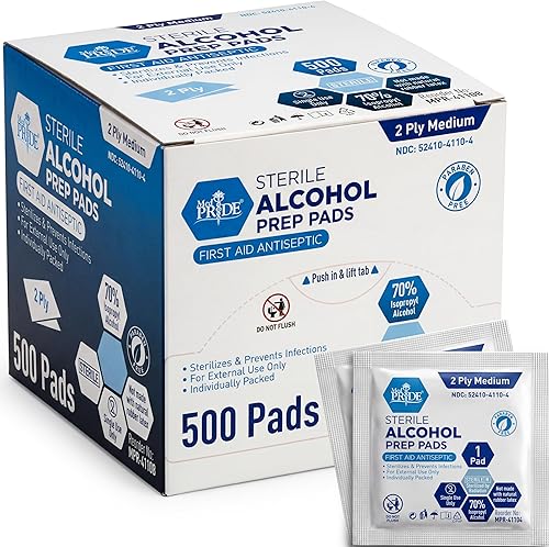 Miniatura 9 de MED PRIDE Almohadillas de preparación de alcohol estéril, antisépticas, envueltas individualmente, grado médico, sin látex, 2 capas, 100
