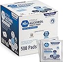 MED PRIDE Alcohol Prep Pads, Medical-Grade, Sterile, Individually-Wrapped, Medium Square Size, 2ply (500 Count (Pack of 1))