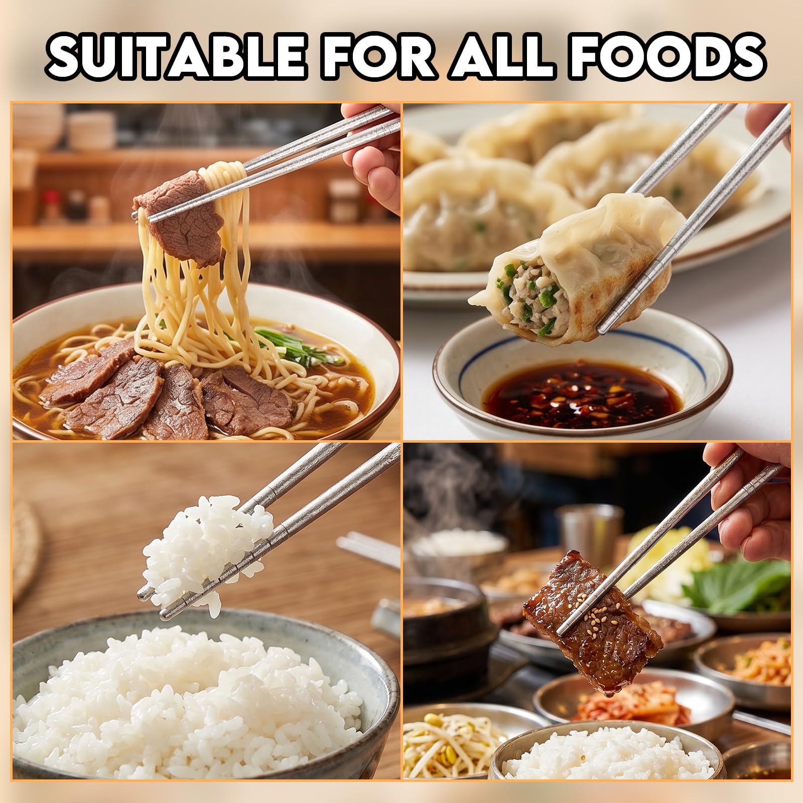 Pure Titanium Chopsticks 1 Pair, Reusable Lightweight Hollow Core, No Metallic Taste, Dishwasher Safe, Anti-Slip Texture - BPA Free Non-Toxic Healthy Eating Utensils — Amazon image 5