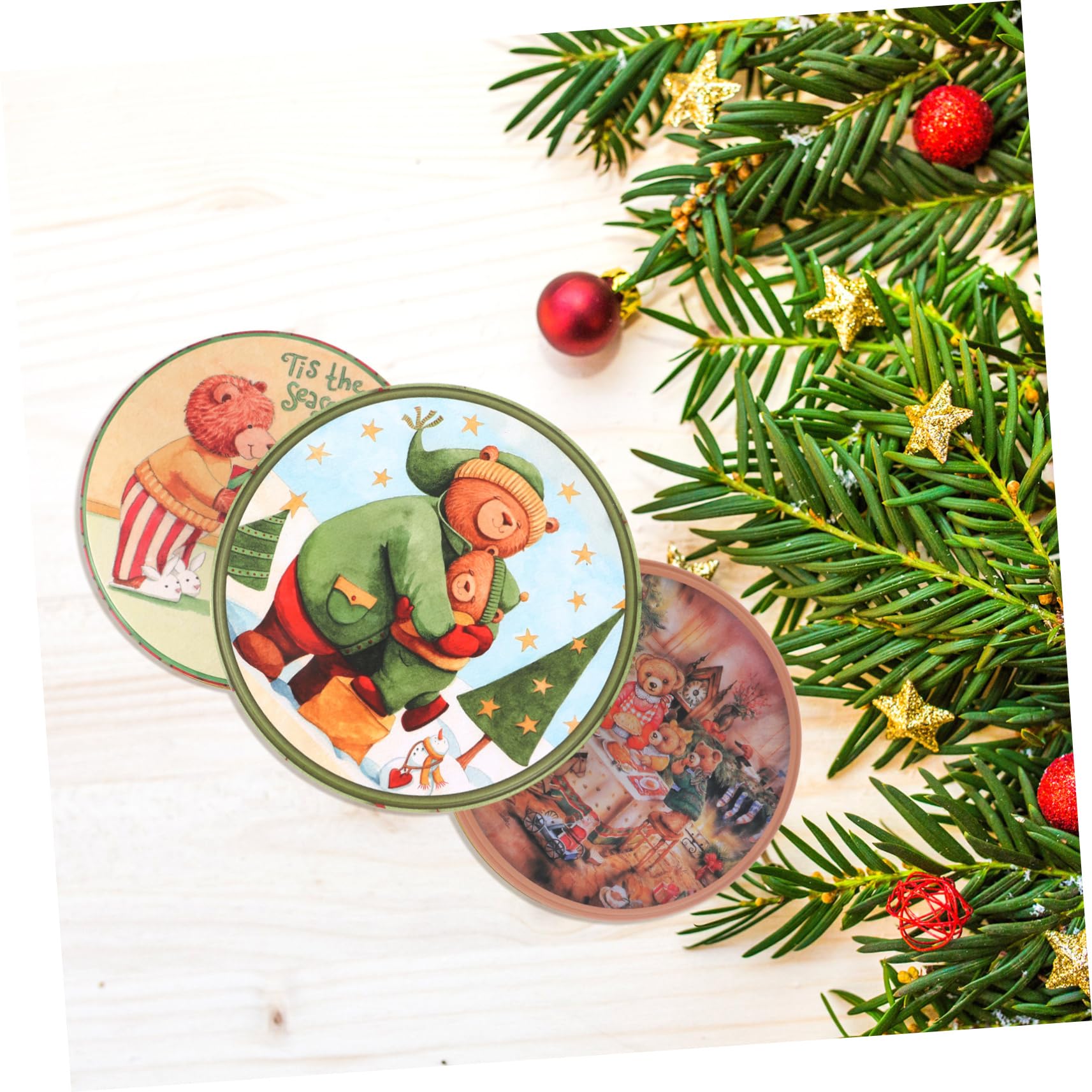 4pezzi Scatole Biscotti in Design Natalizio Carino e Coperchio Adatte Per Regali Di Natale Famiglia Amici e Ragazzo Ragazza Ragazza