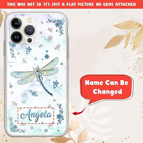 Miniatura 2 de CASEZILY Funda personalizada con diseño de libélula, estilo de dibujo de joyería de animales, compatible con iPhone 15, 14, 13, 12, 11 X, XS, XR, 8,
