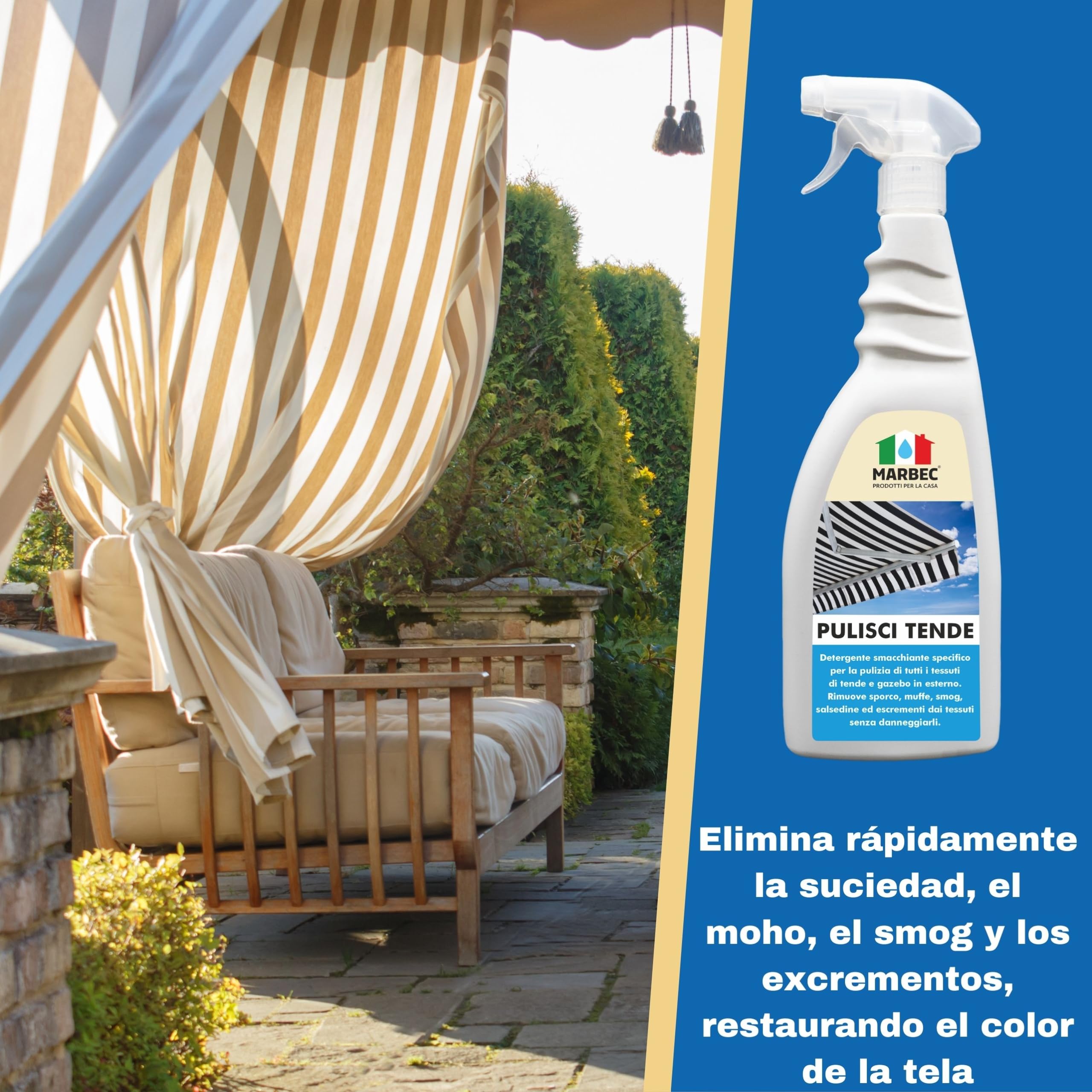 MARBEC PULISCI TENDE 5LTX4UDS Limpiador quitamanchas para la limpieza de tejidos de cortinas y miradores.