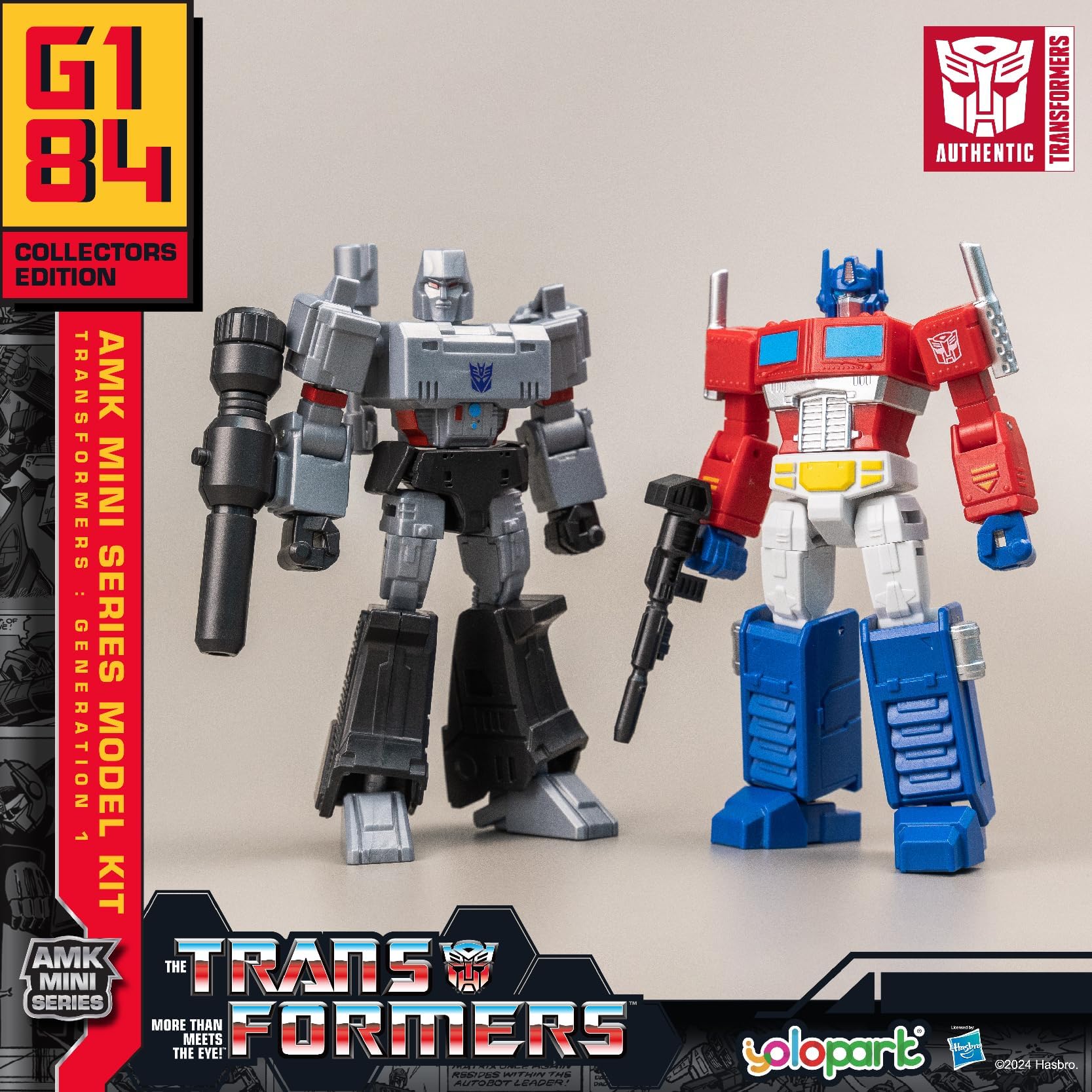 Optimus Prime and Megatron Transformer Toy 2-Pack, AMK Mini Series Transformers G1 Action Figures,4.72 Inch Highly Articulated Autobot and Decepticon Easter Toys for Kids Age 8+,No Converting