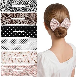 6 PCS Leopard Print Hair Bun Maker Polka Dots Hair Twist Bun Maker Flowers Hair Disk Bun Makers Twist Clips Lazy Curler Reusable Rectangle Hairstyle Accessories for Women Girls Thick Thin Tousle