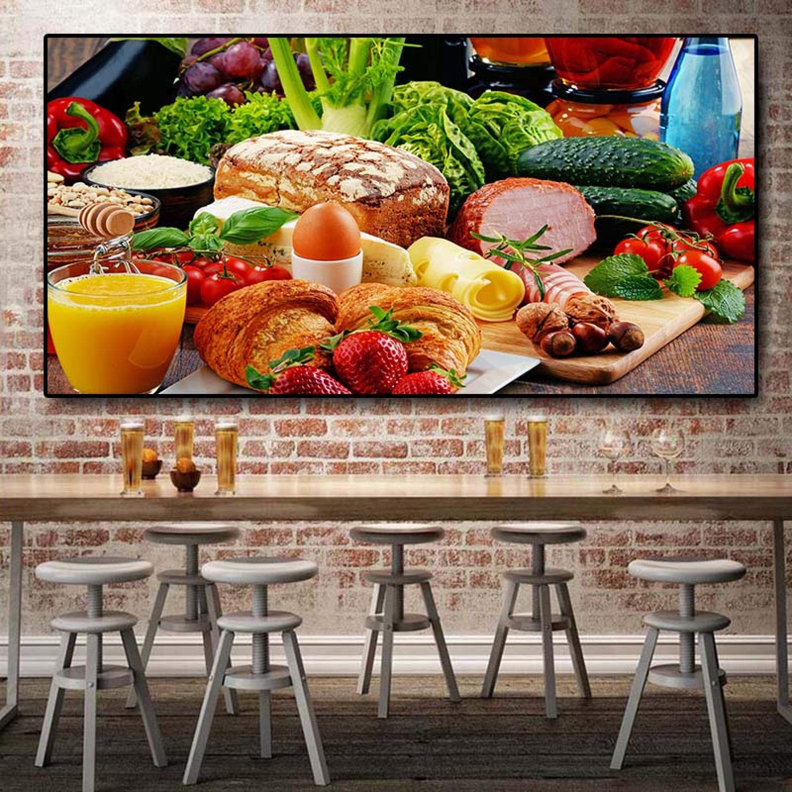 Toile peinture fruits et légumes moderne pour décoration murale de restaurant 60x120 cm