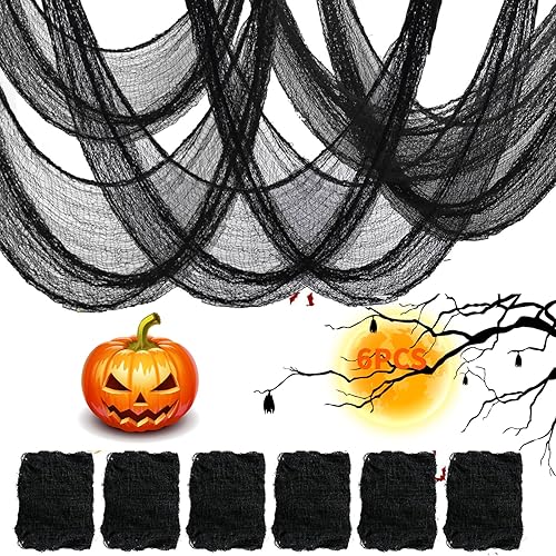 6PCS Black Creepy Cloth for Halloween Party Decorations Outdoor Indoor