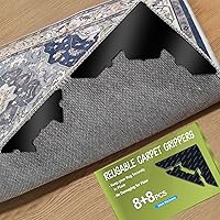 FLUOTINE Large Non-Slip Rug Pads 16 Pcs - Reusable Double-Sided Grip Tape for Hardwood, Tile Floors - Extra Thick 2mm, No Residue Rug Gripper