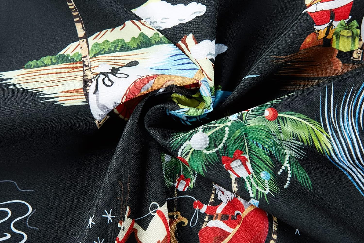 ENVMENST Christmas Button Up Shirt for Men Fun Printed Casual Short Sleeve Hawaiian Santa Shirt - Image 2