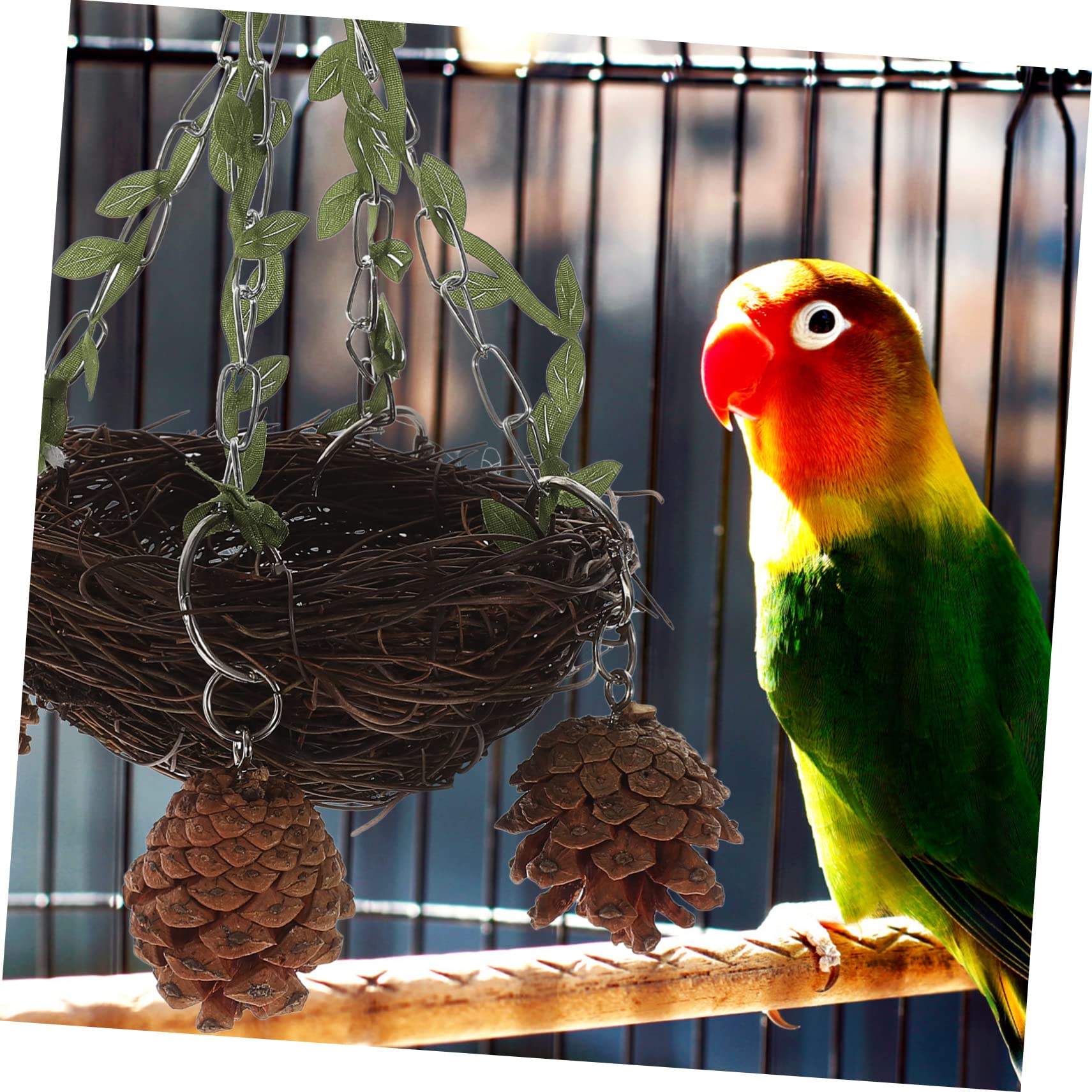 BESPORTBLE 4pezzi Nido Sospeso Rattan per Pappagalli e Uccelli Giochi per Uccelli Accessorio per Allenamento e Divertimento Resistente e Duraturo Atmosfera Calda e Accogliente Adatto