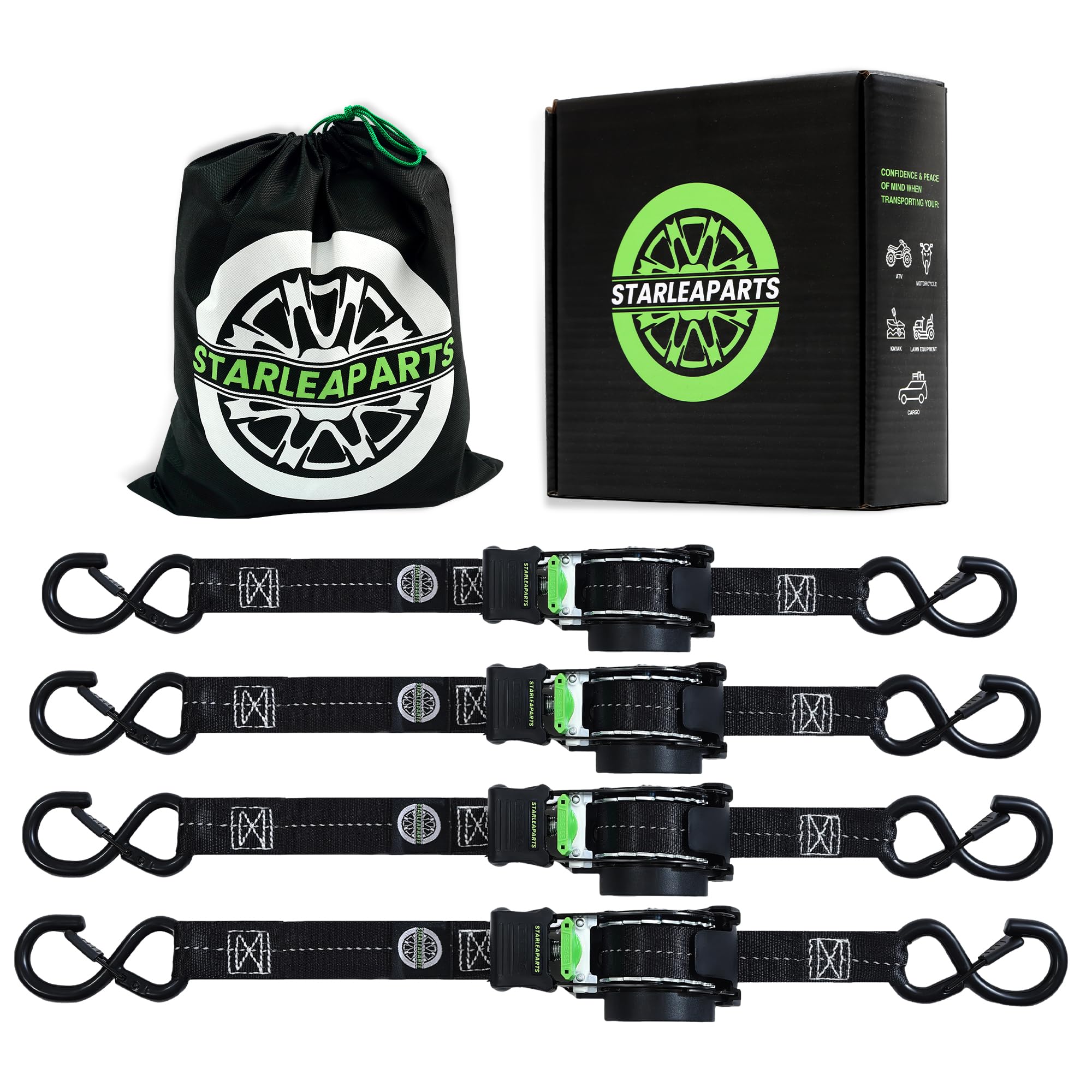 STARLEAPARTS Retractable Ratchet Straps 4-Pack